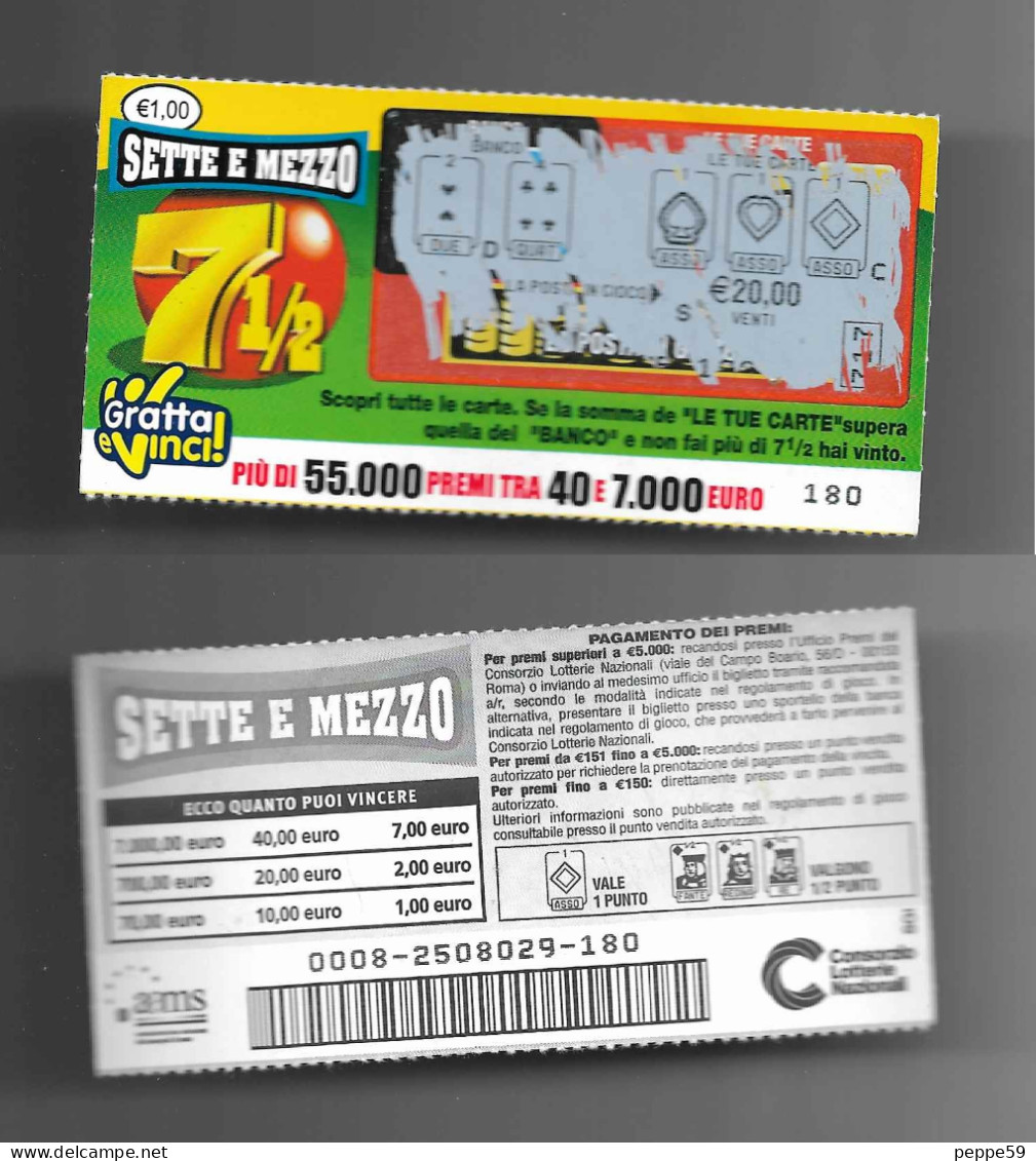 Gratta E Vinci - Sette E Mezzo - Lotto 08 VI - Biglietti Della Lotteria