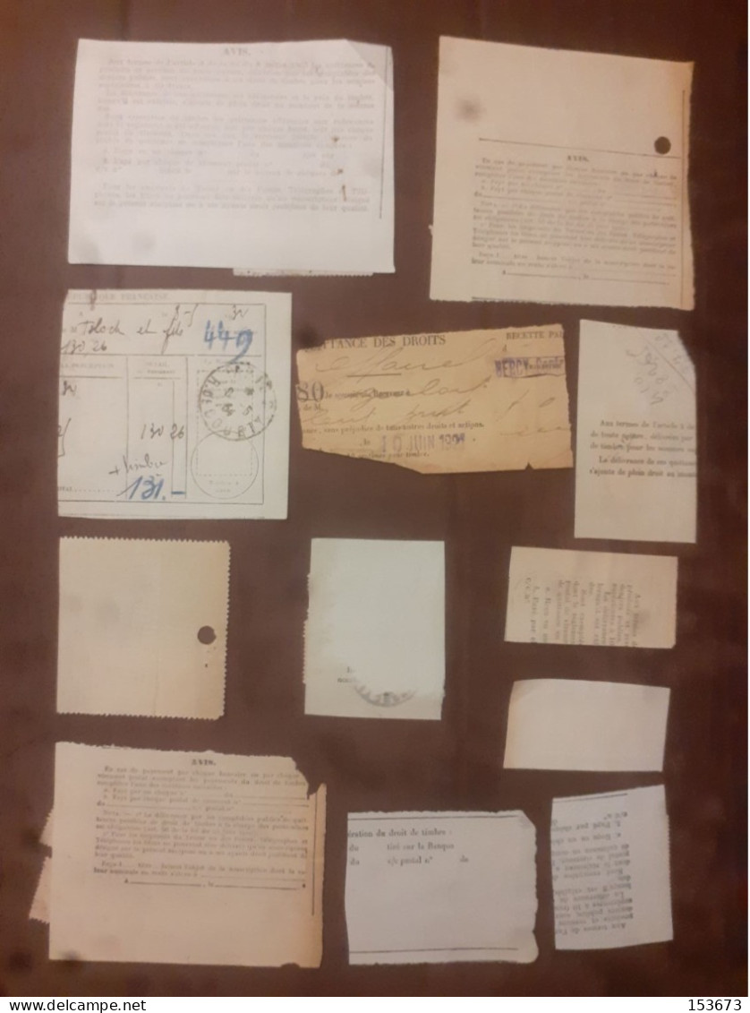 Lot De 12 Fragments Divers Avec Oblitérations Càd Rototypes, Rectangle, Grille, Linéaire Sur Fiscaux Années 1920-1950 - Covers & Documents
