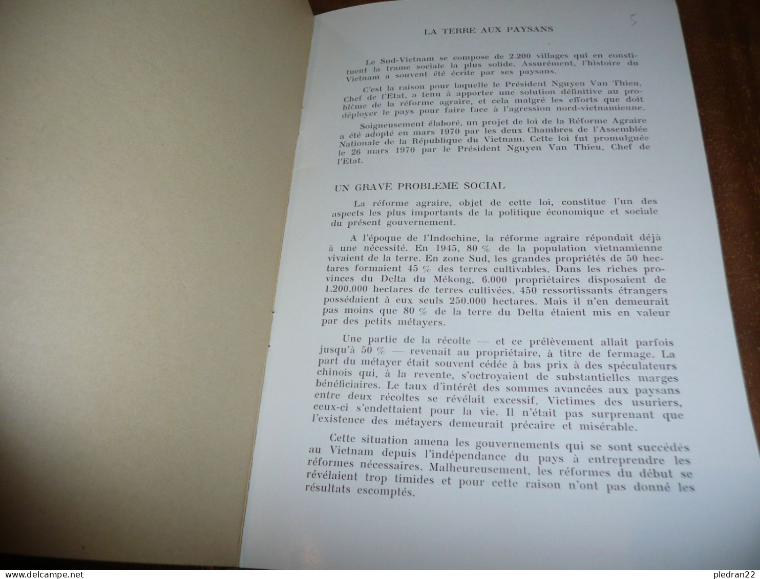 INDOCHINE AGRICULTURE LA REFORME AGRAIRE AU VIET NAM  SUD VIETNAM 1972 - Non Classés