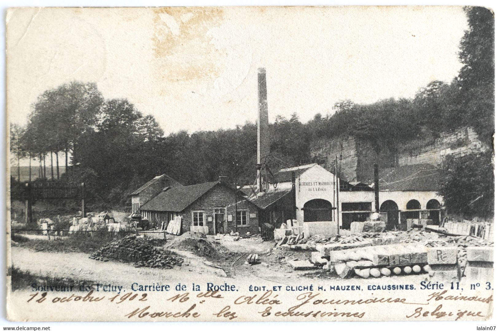 C. P. A. : Belgique : HAINAUT : Souvenir De FELUY : , Timbre En 1912 Carriere De La Roche - Otros & Sin Clasificación