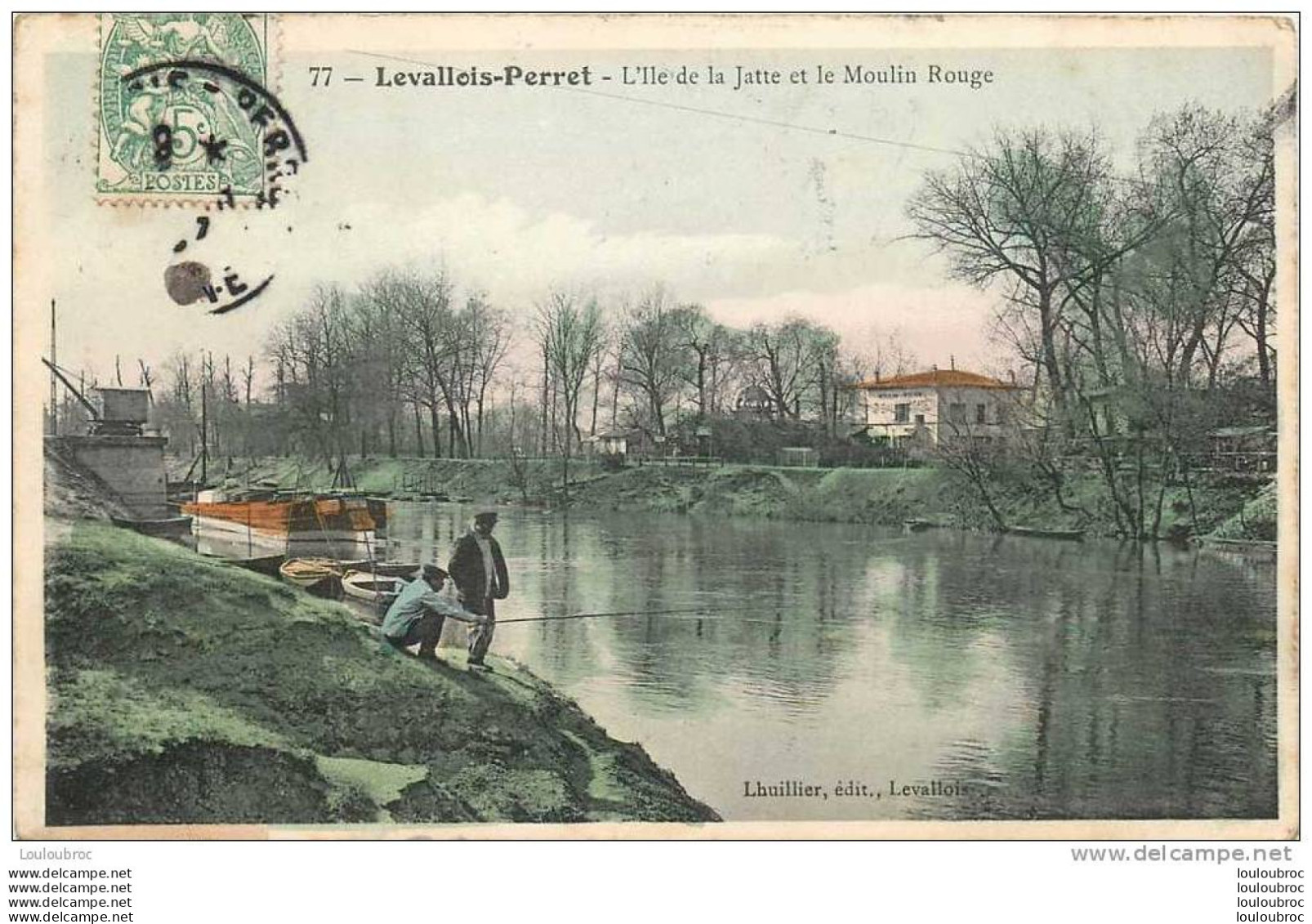 92 LEVALLOIS PERRET L'ILE DE LA JATTE ET LE MOULIN ROUGE  EDIT LHUILLIER N°77 - Levallois Perret