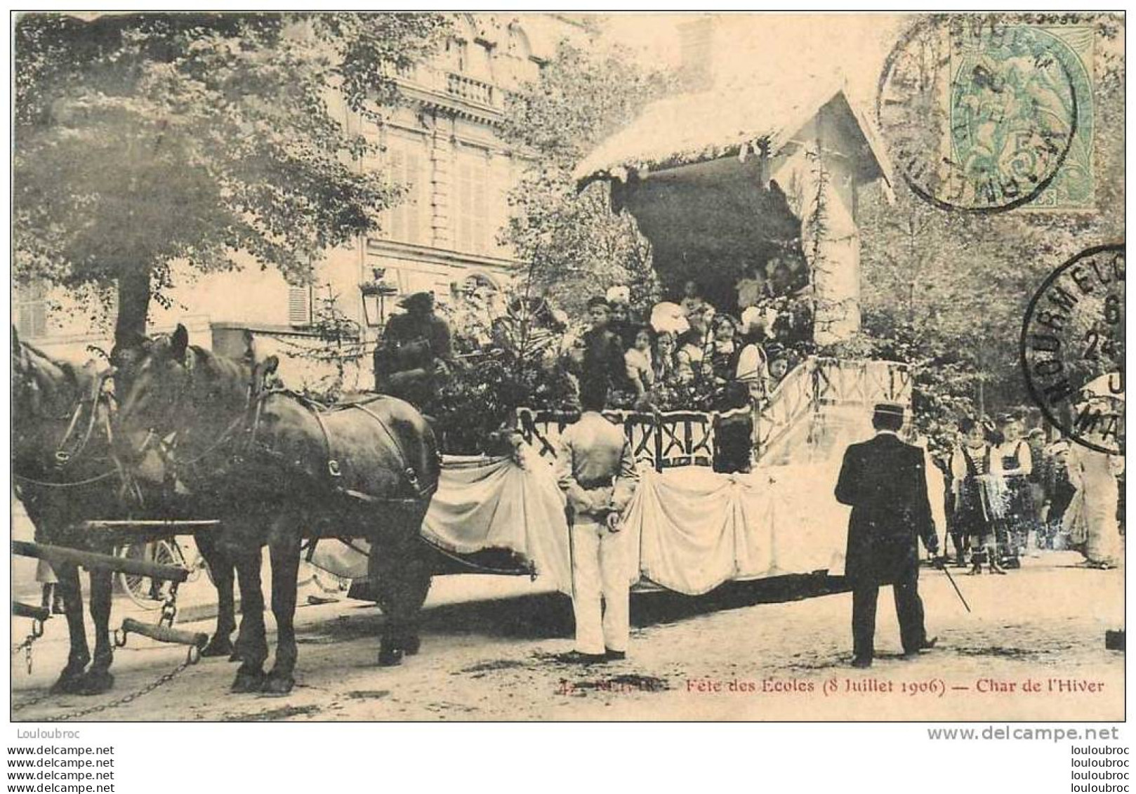 51 REIMS FETE DES ECOLES JUILLET 1906 CHAR DE L'HIVER - Reims