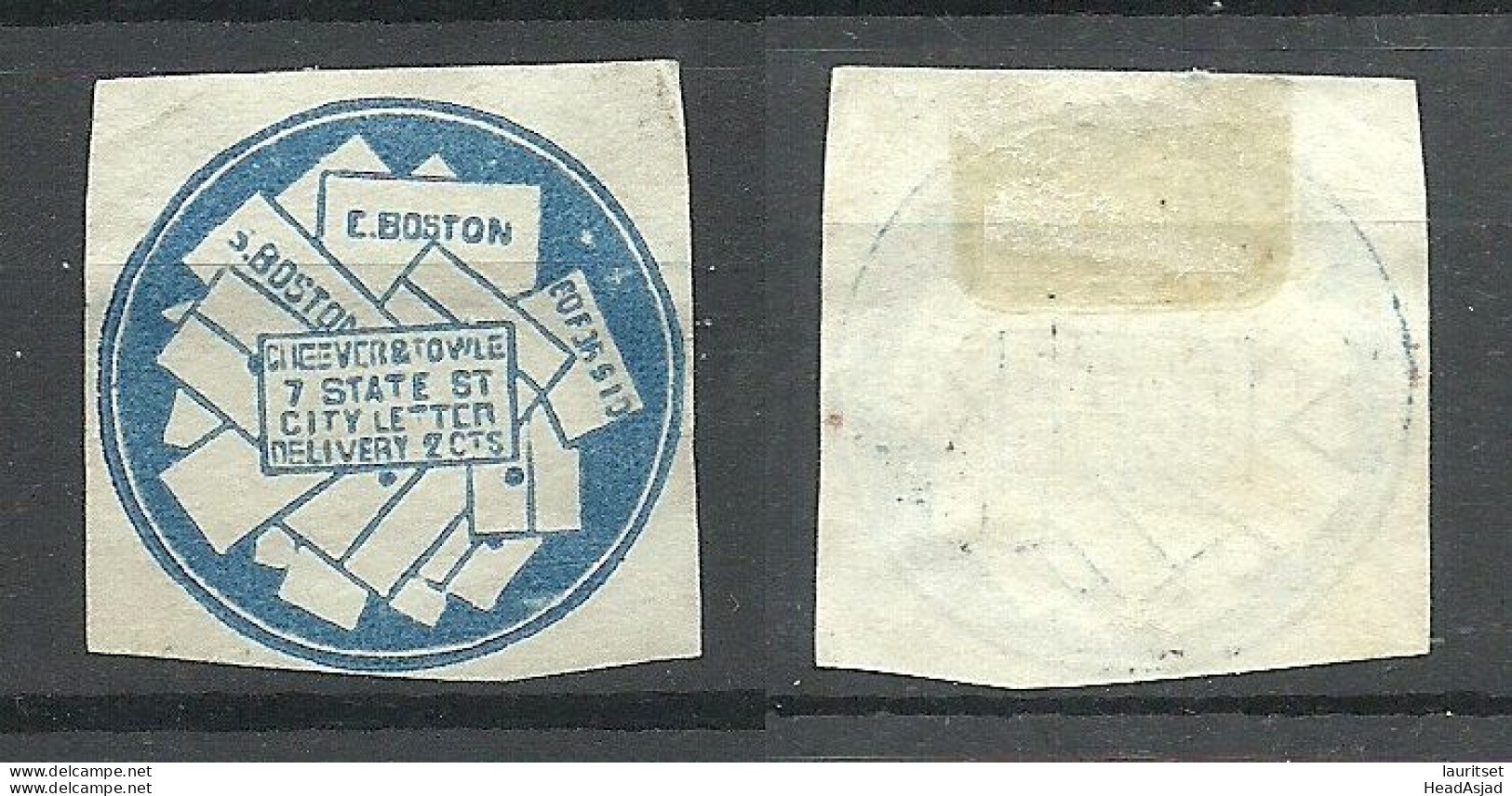 USA Local Post Boston City Letter Delivery Cheever & Towle 2 Cents (*) - Revenues