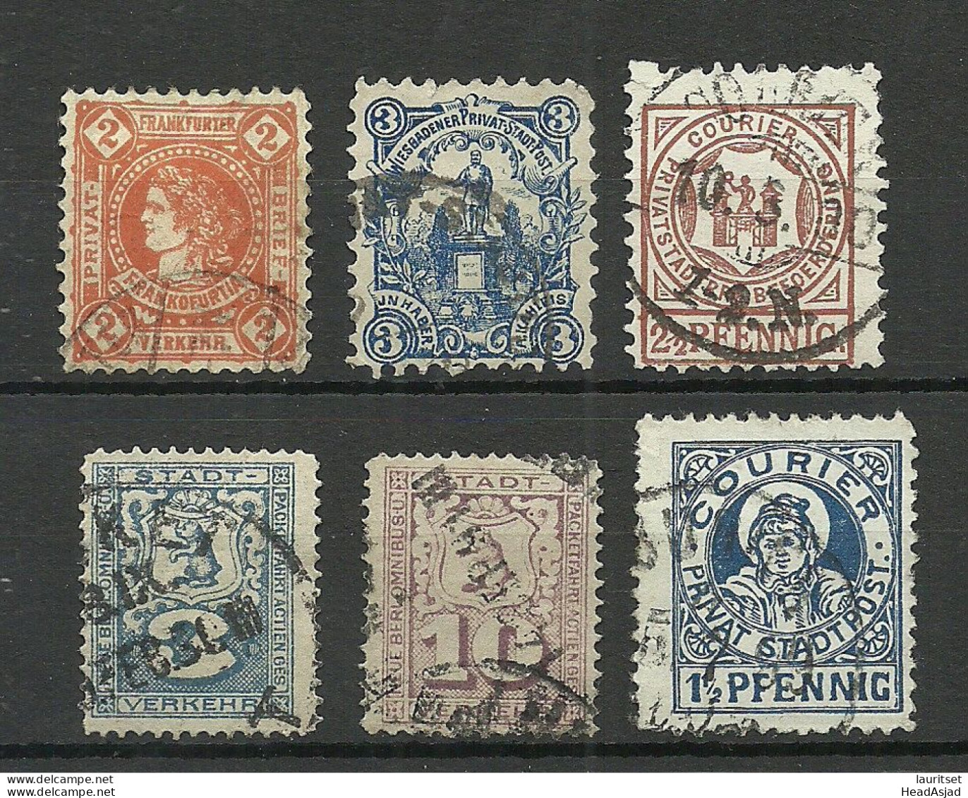 GERMANY Deutschland Ca. 1890  - Small Lot Of 6 Privater Stadtpost Local City Post O - Correos Privados & Locales