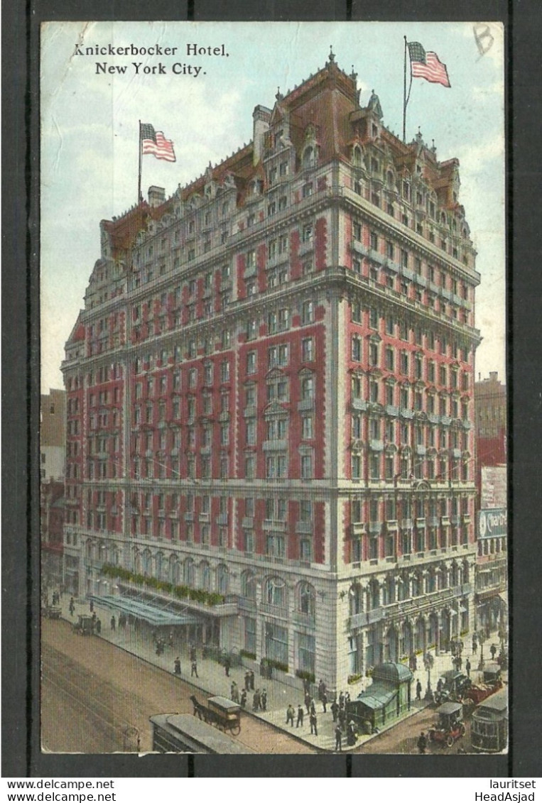USA Knickerbocker Hotel New York City, Used, O 1913, Sent To France Paris - Hotels & Gaststätten