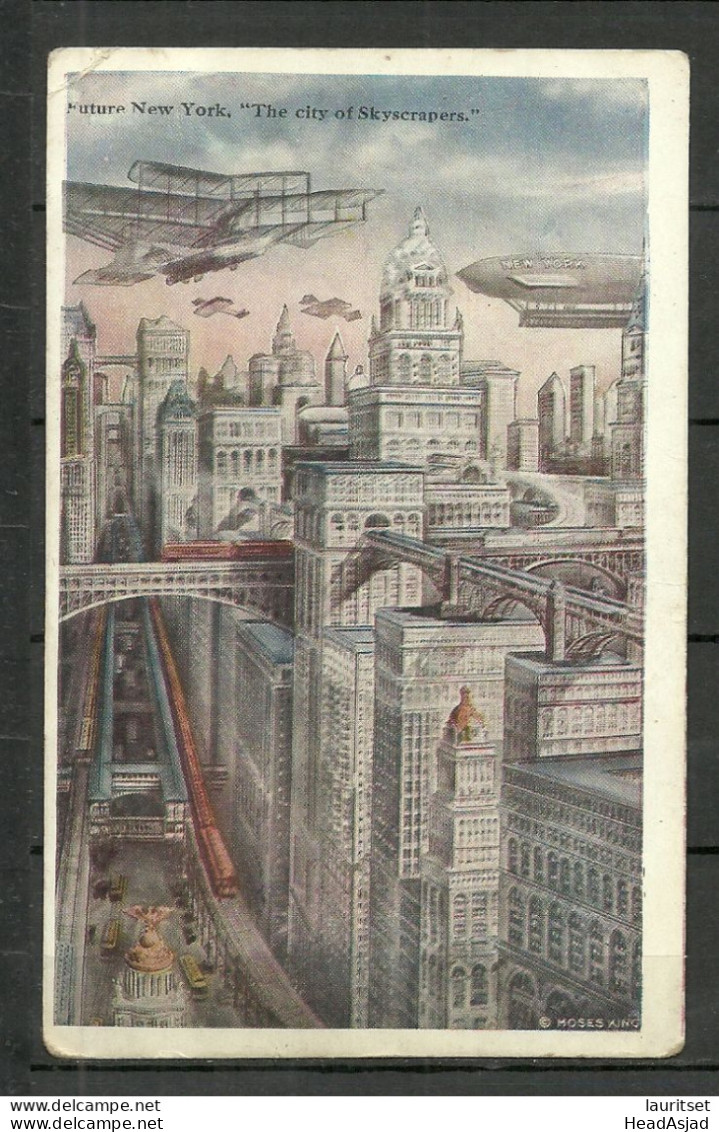 USA Future New York The City Of Skyscrapers, Old Post Card, Unused - Otros & Sin Clasificación