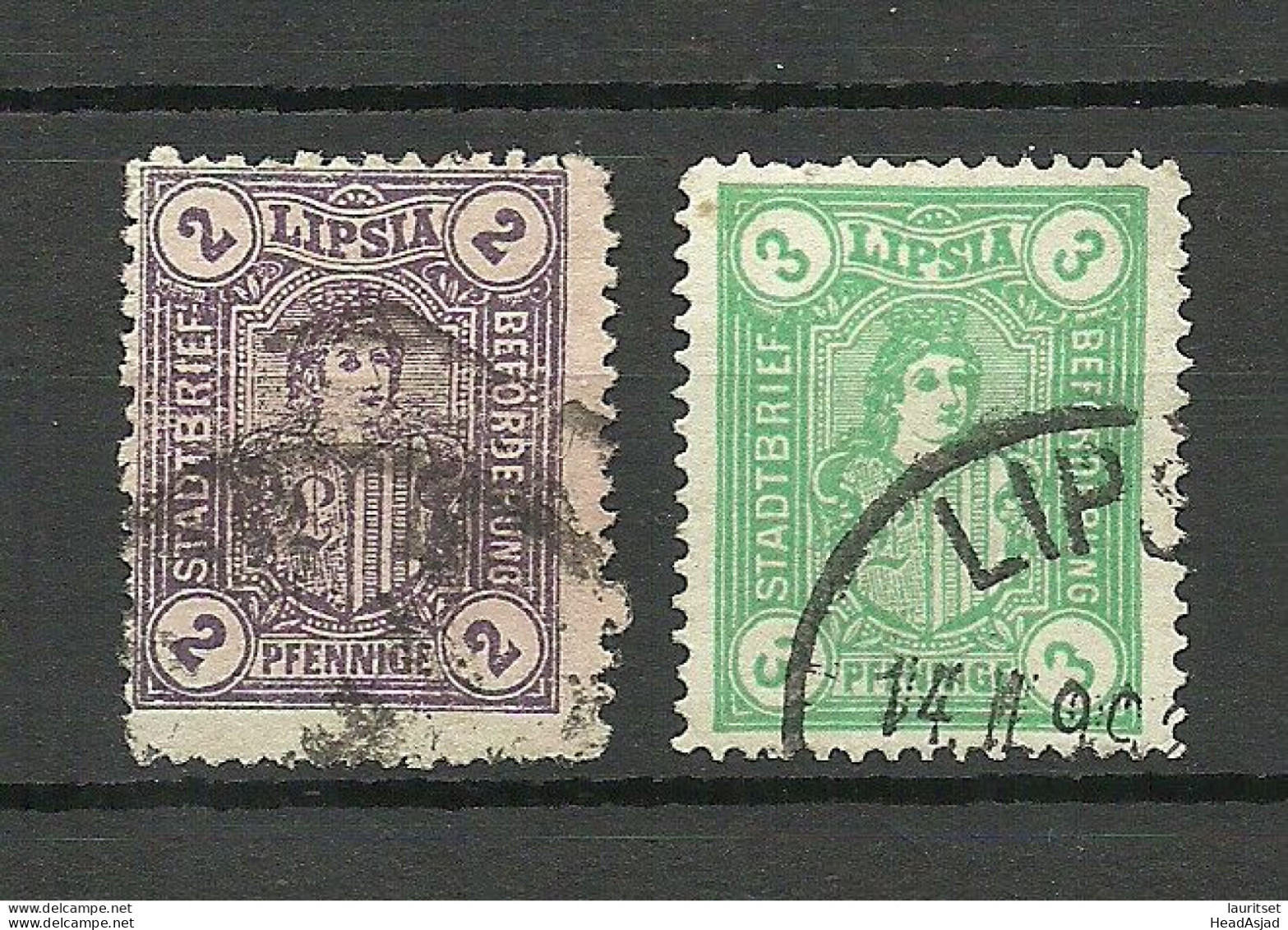 GERMANY Deutschland Ca. 1895 LIPSIA LEIPZIG Privater Stadtpost Local City Post, 2 & 3 Pf. O - Private & Local Mails