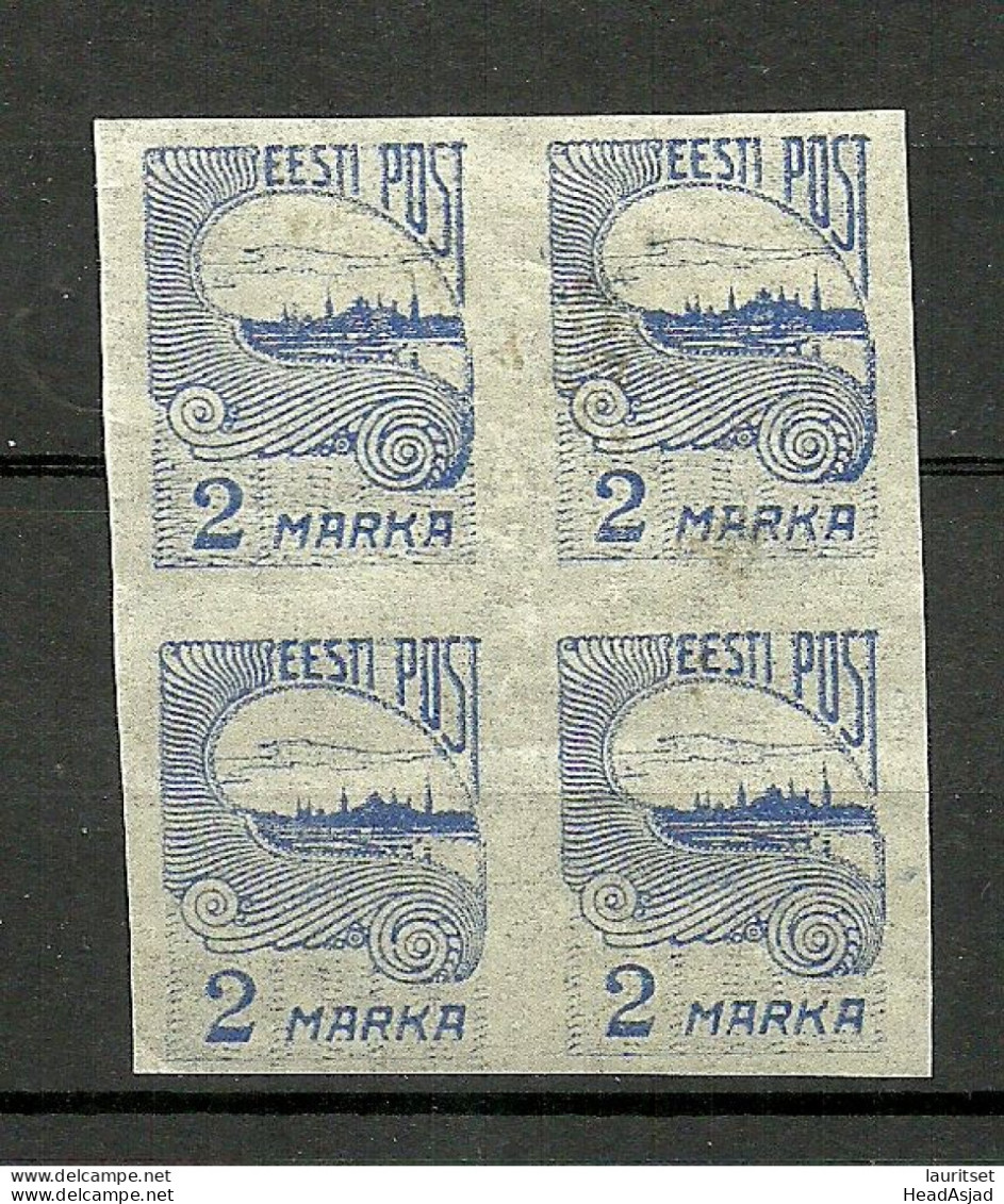 ESTLAND ESTONIA 1920 Michel 17 As 4-Block MNH Tallinn City View - Estonie