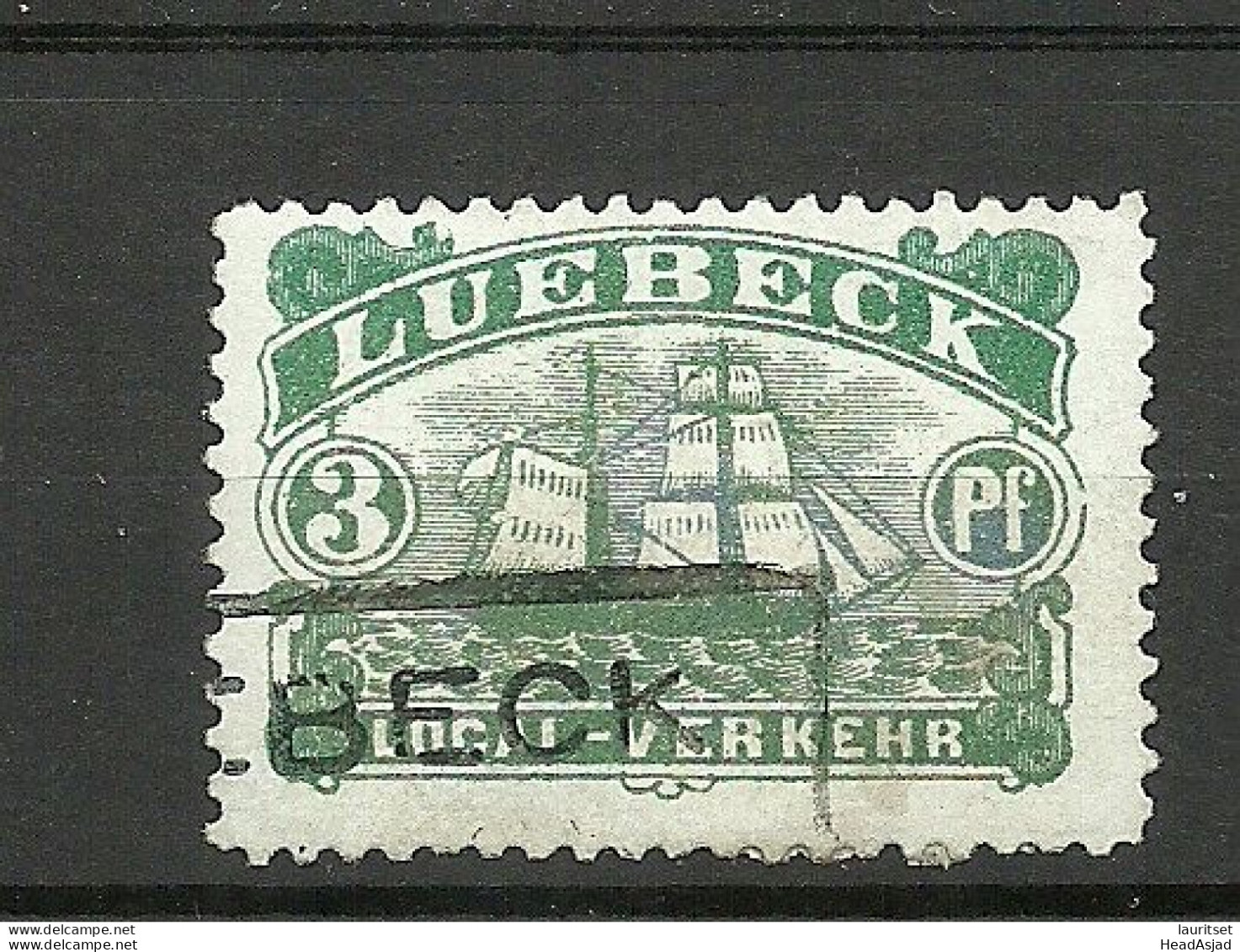 Germany Deutschland Ca. 1888 LÜBECK Lokaler Stadtpost Local Verkehr Local City Post 3 Pf. O Ship Der Schiff Dampfer - Ships