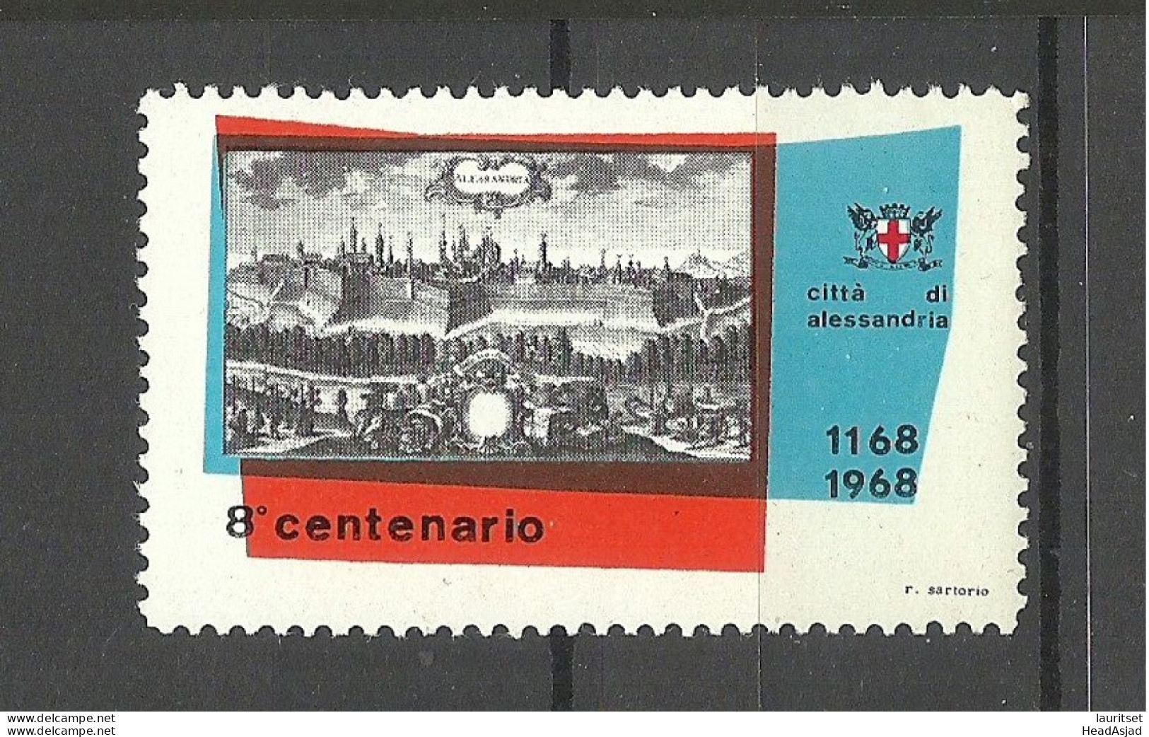 ITALIA Italy 1968 - 800th Anniversary Of Citta Di Alessandria City Vignette Poster Stamp * - Cinderellas
