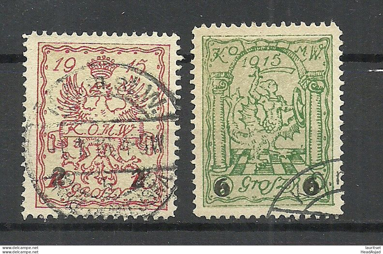 POLEN Poland 1915 Stadtpost Warschau Local City Post Michel 7 - 8 O - Used Stamps