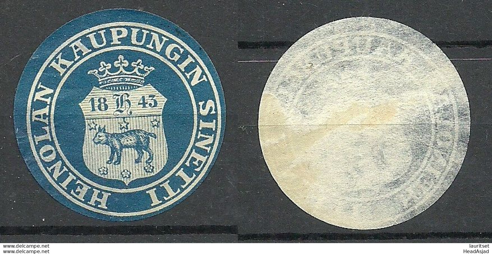 FINLAND FINNLAND HEINOLA City Interesting Seal Stamp Siegelmarke Coat Of Arms NB! Thinned! - Sonstige & Ohne Zuordnung