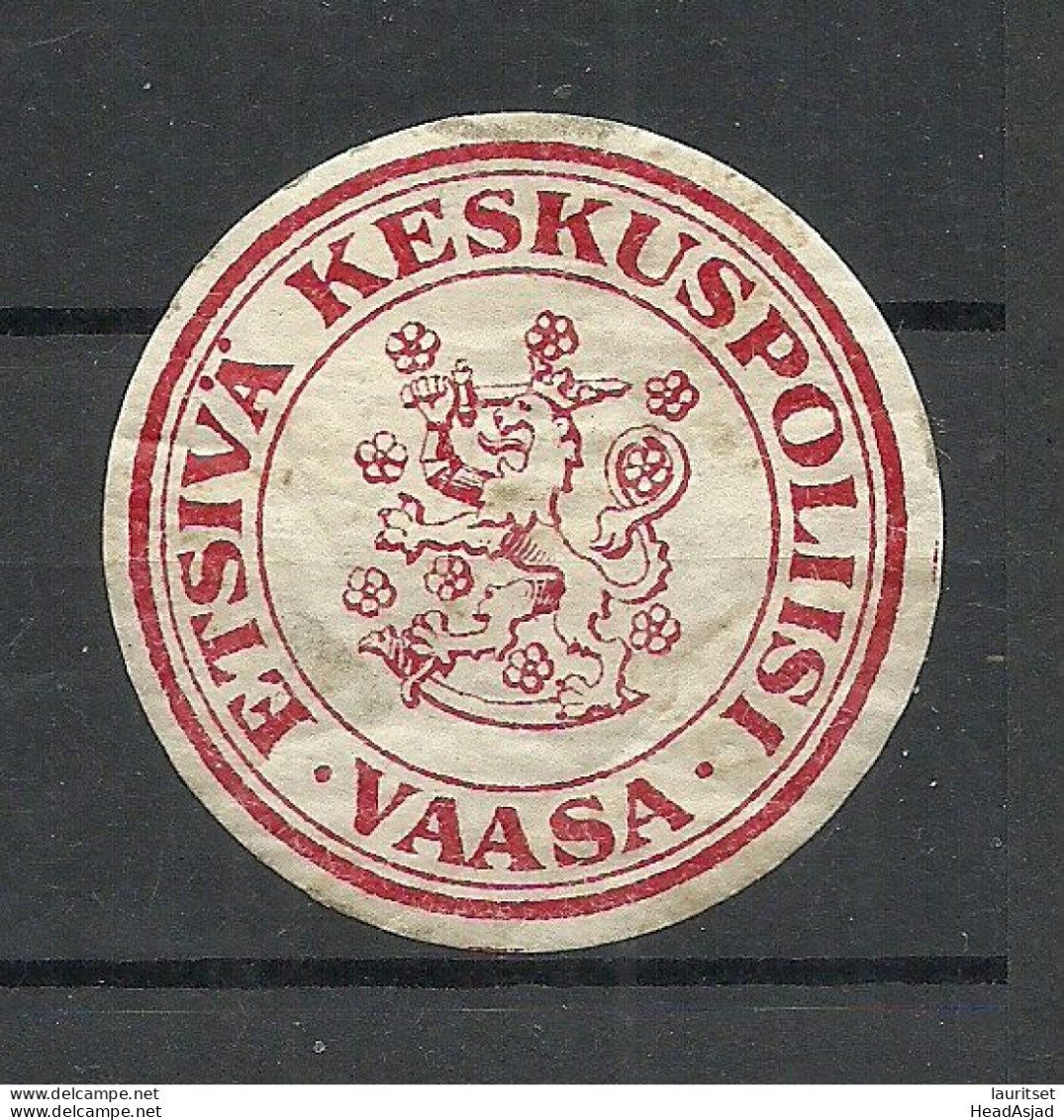 FINLAND FINNLAND Police Of Vaasa City Polizei Seal Stamp Charity Advertising Siegelmarke * Wappe Coat Of Arms - Autres & Non Classés