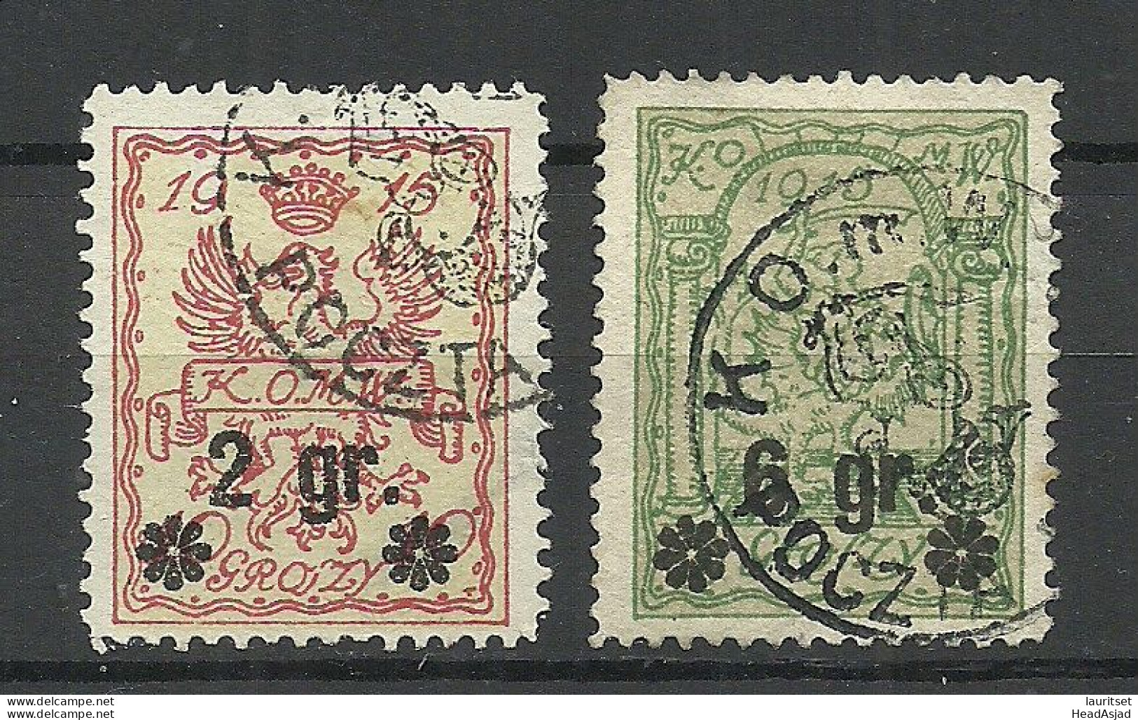 POLEN Poland 1915 Stadtpost Local City Post Warschau Michel 9 - 10 O - Used Stamps