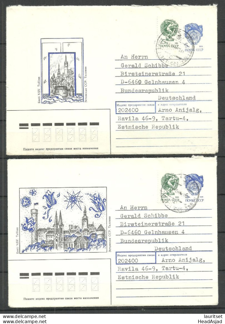 ESTLAND Estonia Soviet Union 1991 - 2 Illustrated Stationery Cover Sent To Germany Tallinn City Views Architecture - Estonie