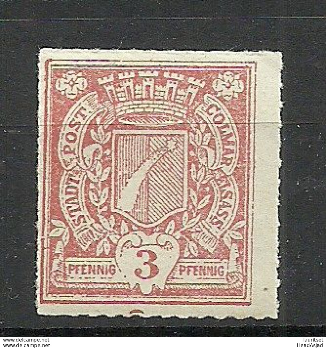 Germany Deutschland Ca. 1885 COLMAR Elsass Stadtpost Local City Post 3 Pf. * - Private & Local Mails