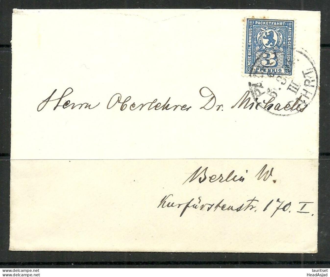 Deutschland GERMANY O 05.03.1894 Berlin Packetfahrt Privater Stadtpost Brief BERLIN Local City Post Letter - Private & Local Mails