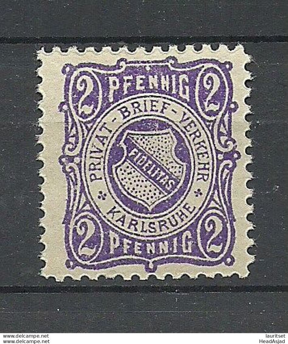 Germany Ca 1890 KARLSRUHE Privater Stadtpost 2 Pf. Local City Post MNH - Postes Privées & Locales