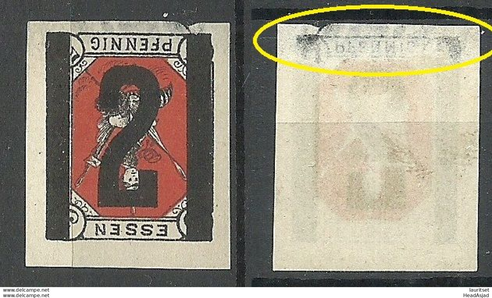 Germany Ca. 1880 ESSEN Biene Privater Stadtpost Local City Post With INVERTED Kopfstehender OPT (*) NB! Oben Defekt! - Postes Privées & Locales