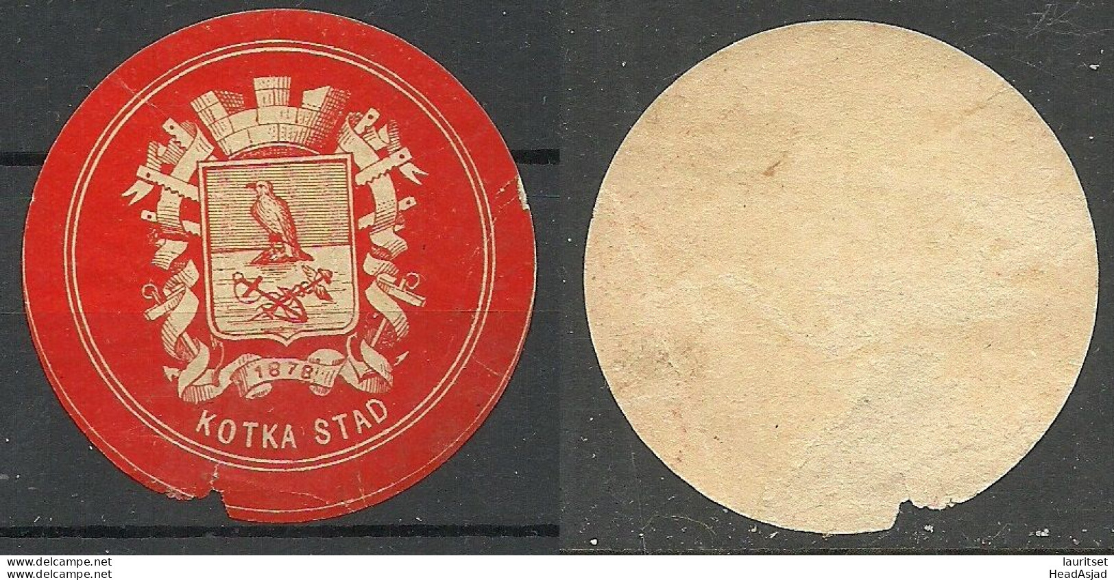 FINLAND FINNLAND City Of KOTKA Interesting Old Seal Stamp Siegelmarke NB! Tear & Thinned Place! - Other & Unclassified