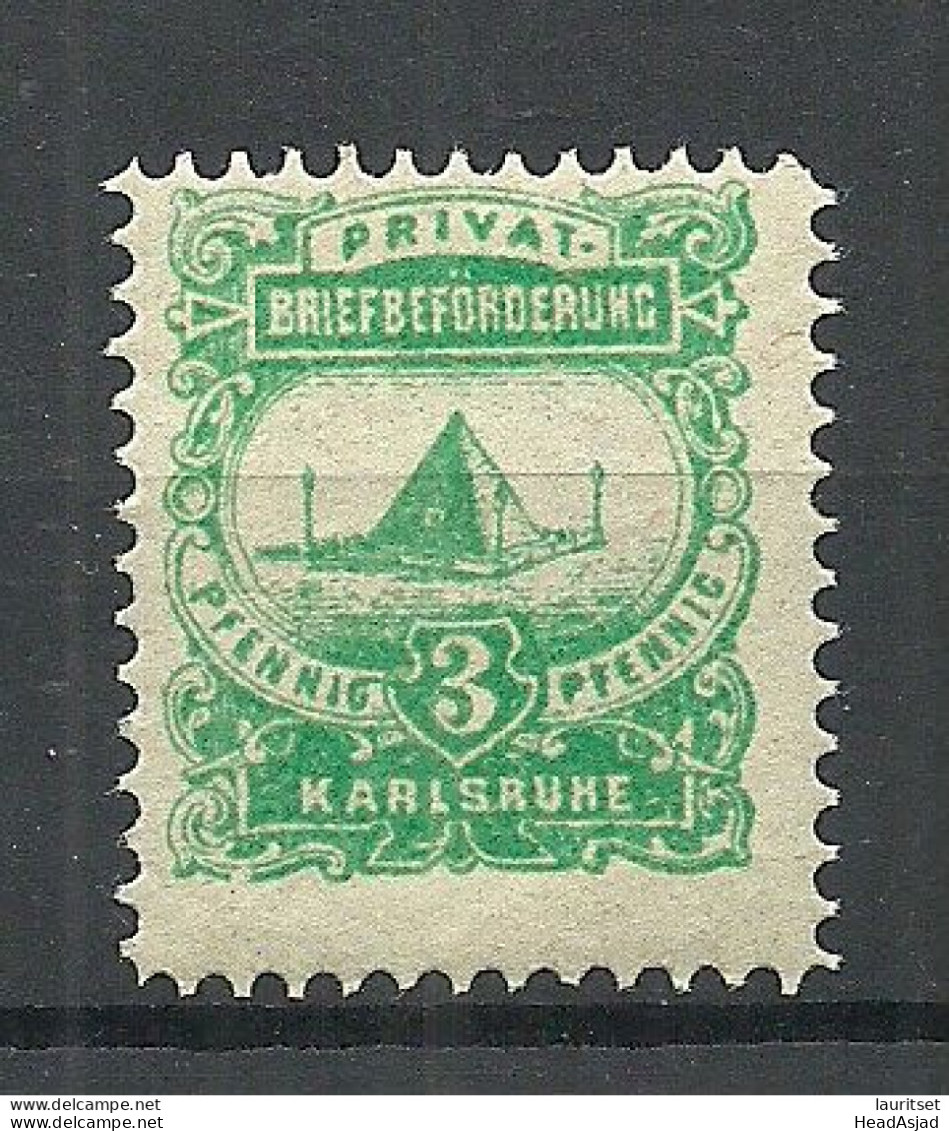 Germany Ca 1890 KARLSRUHE Privater Stadtpost 3 Pf. Local City Post MNH - Posta Privata & Locale