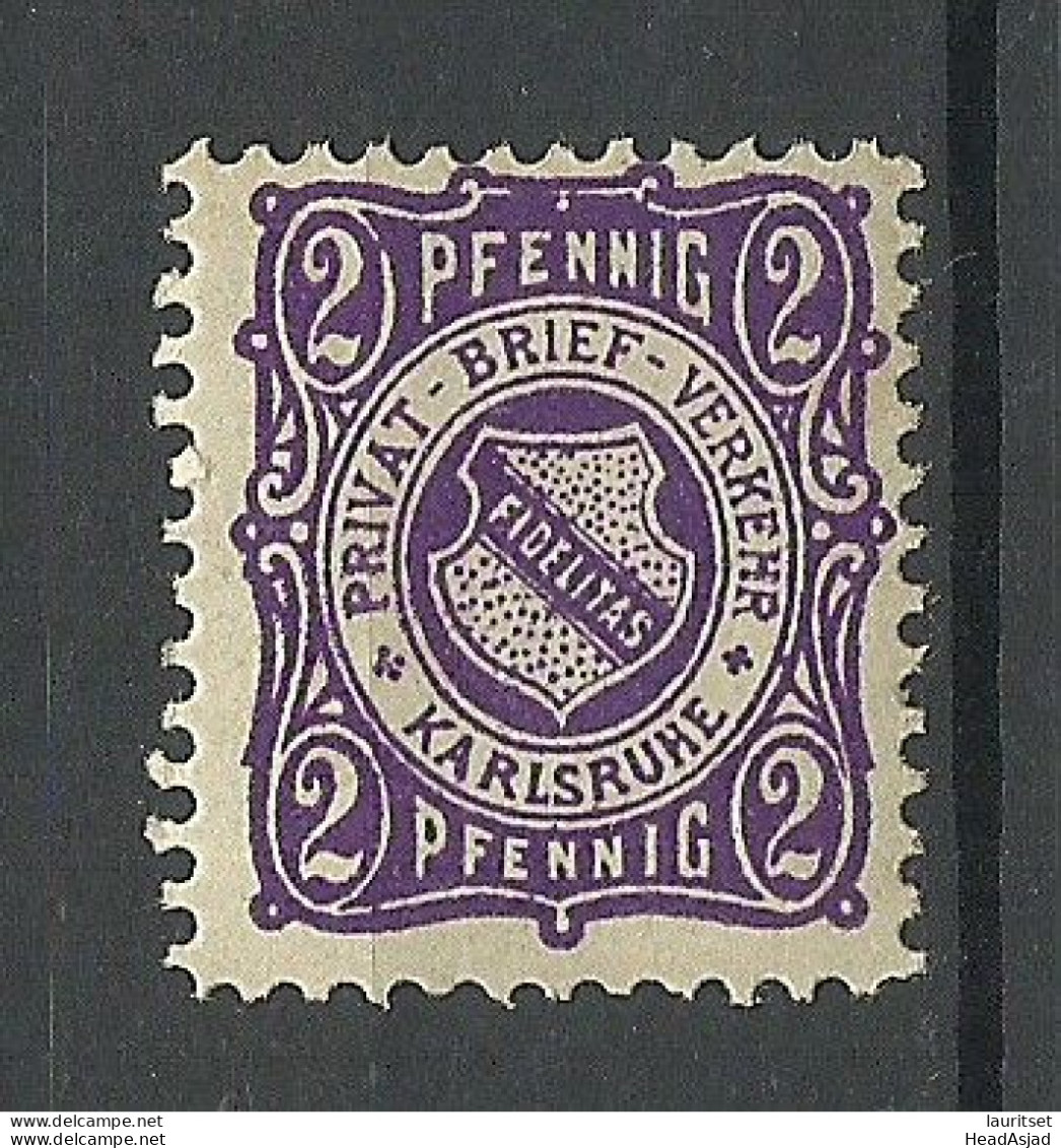 Germany Ca 1890 KARLSRUHE Privater Stadtpost 2 Pf. Local City Post MNH - Correos Privados & Locales