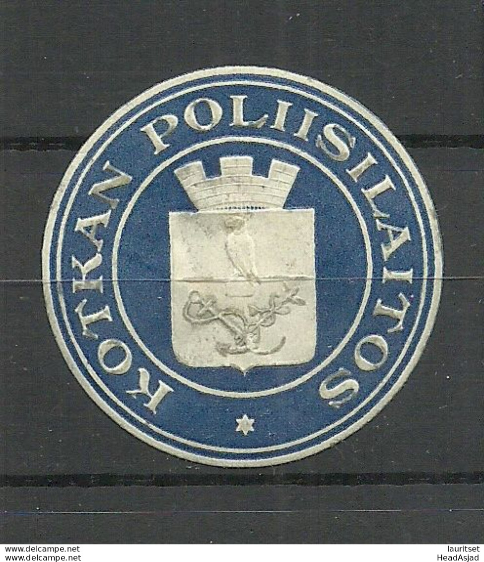 FINLAND FINNLAND POLICE Service Of City KOTKA Vignette Seal Stamp Siegelmarke - Autres & Non Classés