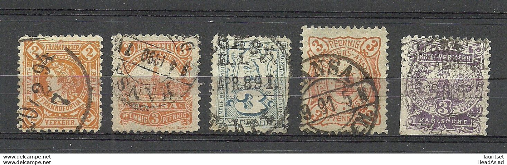 GERMANY O 1890 - Privater Stadtpost Local City Post O  5 Stamps With FAULTS / DEFECTS! Thins & Tears! - Postes Privées & Locales