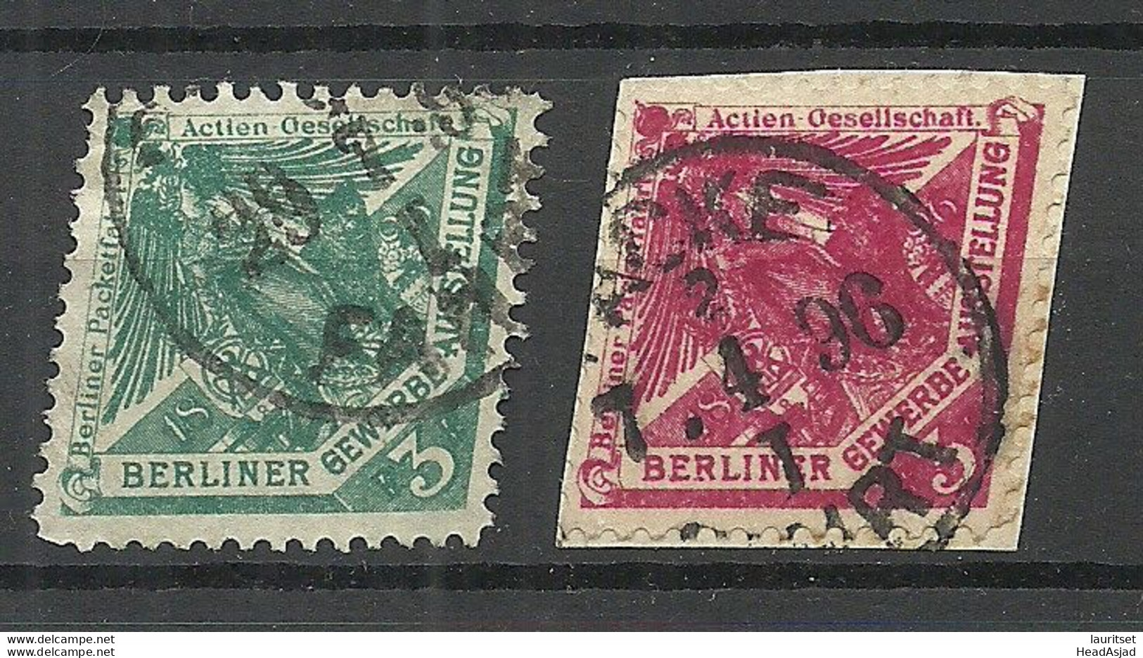 Germany Deutschland 1896 Privatpost Stadtpost Local City Post Berlin Berliner Gewerbeausstellung, 2 Stamps, O - Postes Privées & Locales