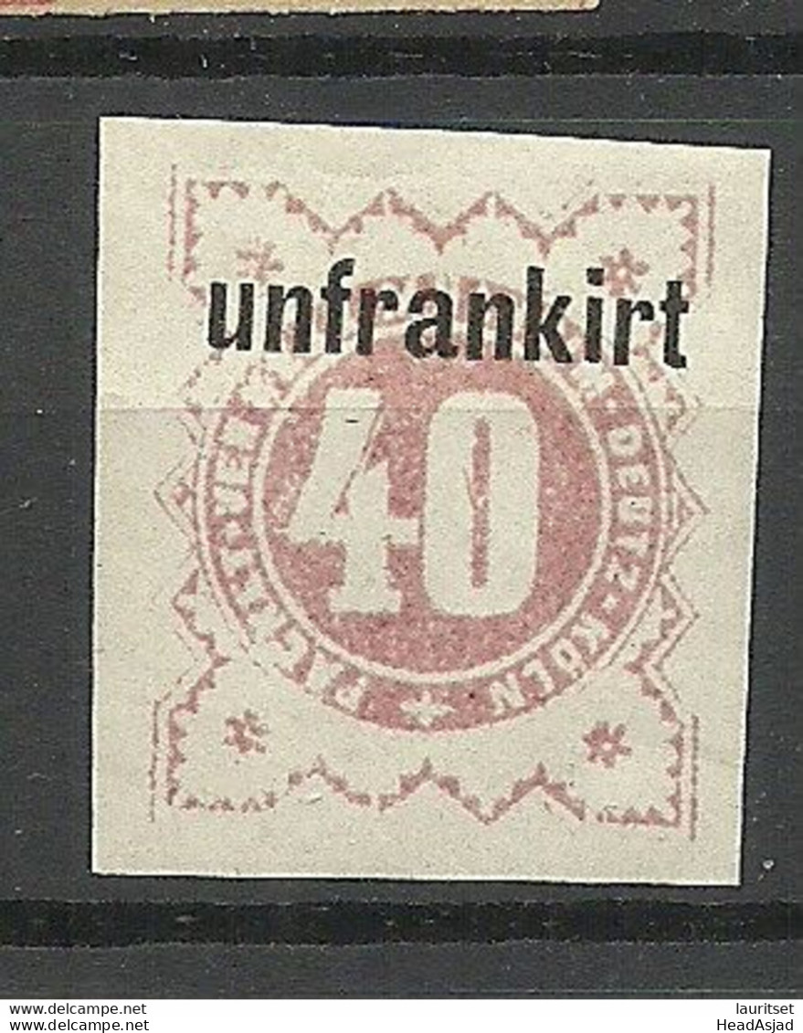 GERMANY Ca 1881 KÖLN Privater Stadtpost Local City Post Privatpost 40 Pf. (*) OPT/Überdruck "unfrankirt" Postage Due - Correos Privados & Locales