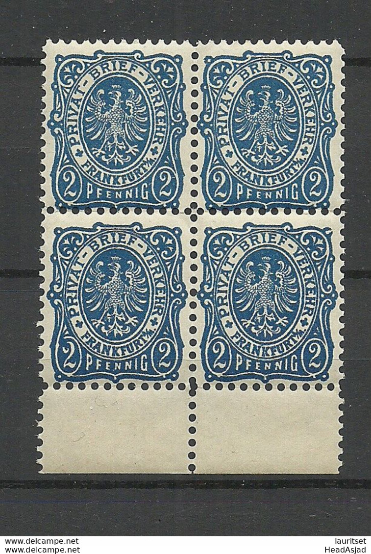 Deutschland Ca 1890 Lokaler Stadtpost Frankfurt Local City Post Privatpost 4-Block MNH - Postes Privées & Locales