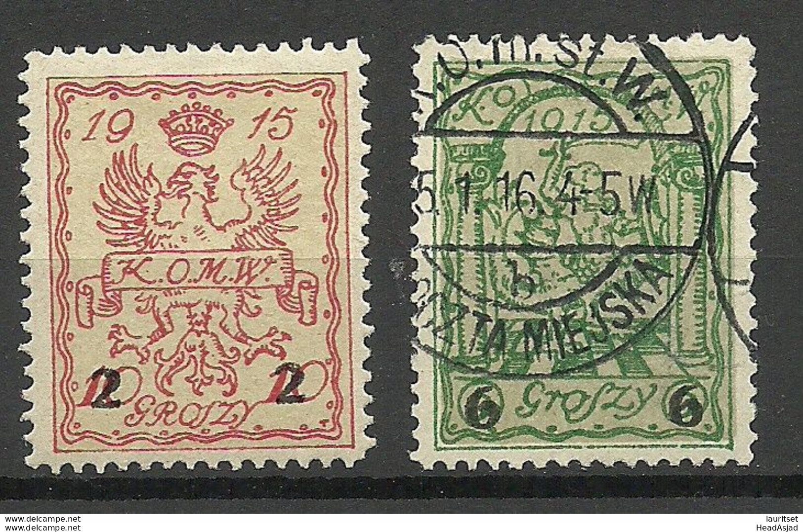 POLEN Poland 1915 Stadtpost Warschau Local City Post Michel 5 - 6 */o - Used Stamps