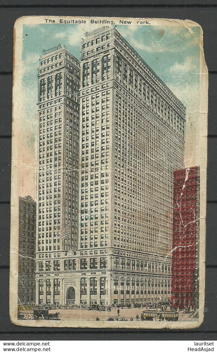 USA New York City The Equitable Building Colored Post Card, Unused NB! Faults! Folded Many Times!! - Autres & Non Classés