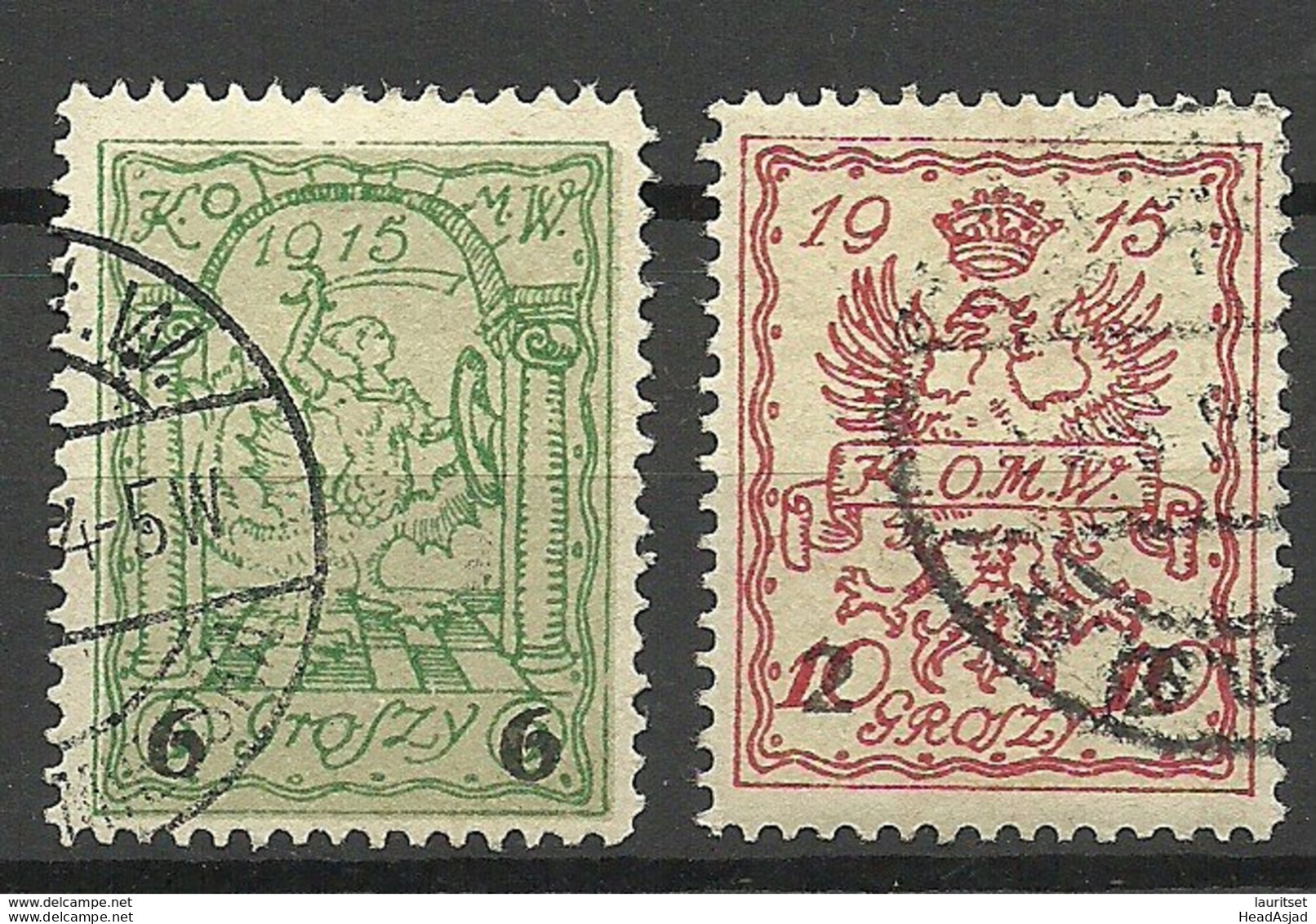 POLEN Poland 1915 Stadtpost Warschau Local City Post Michel 5 B & 6 I B O - Used Stamps