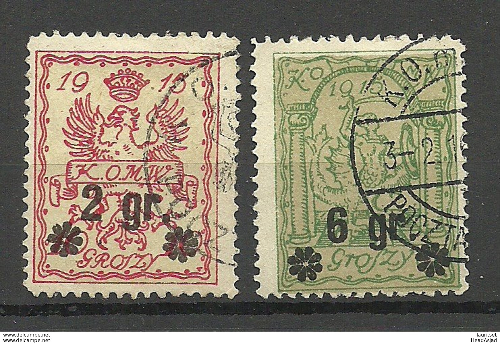 POLEN Poland 1916 Warschau City Post Michel 9 B & 10 C O - Used Stamps