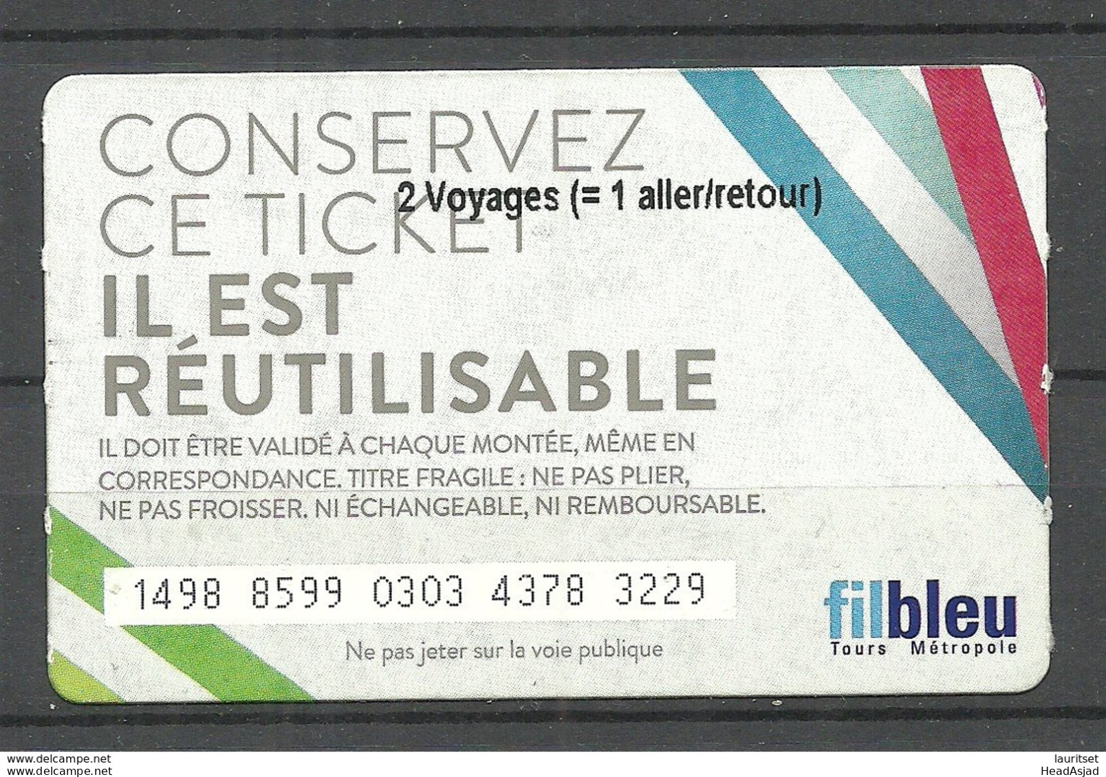 FRANCE Fahrkarte City Transport Card Ticket - Autres & Non Classés