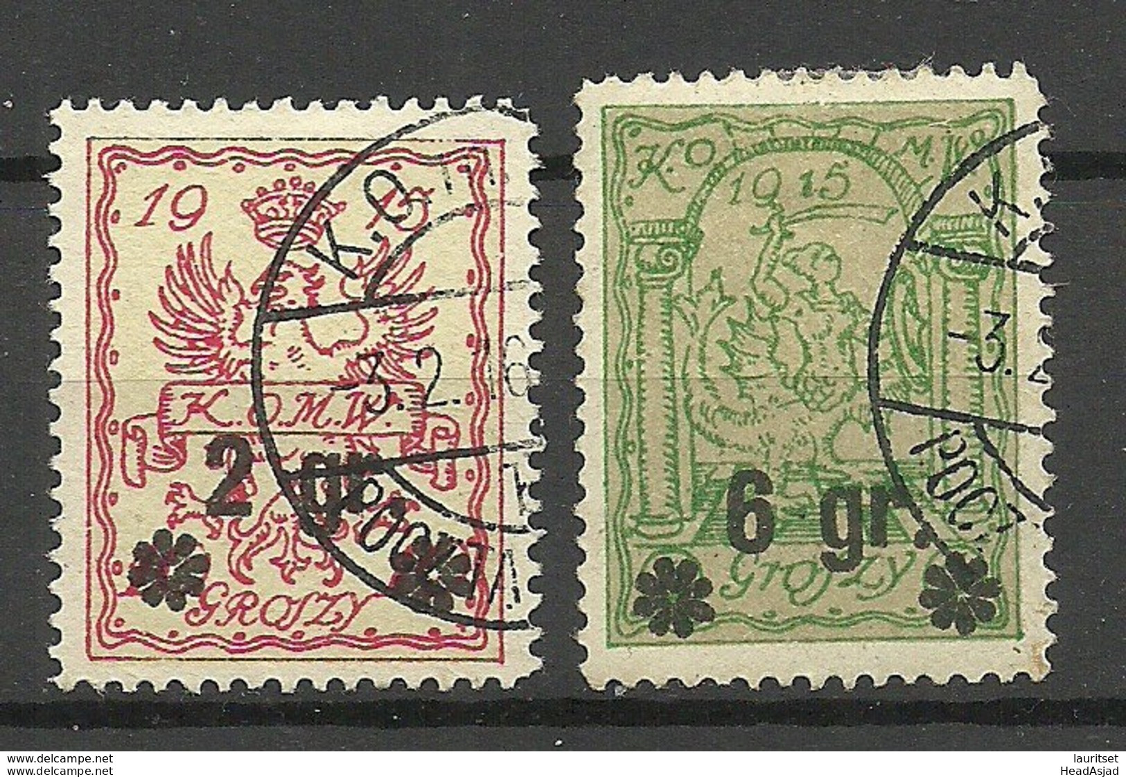 POLEN Poland 1916 Warschau City Post Michel 9 - 10 A O - Used Stamps