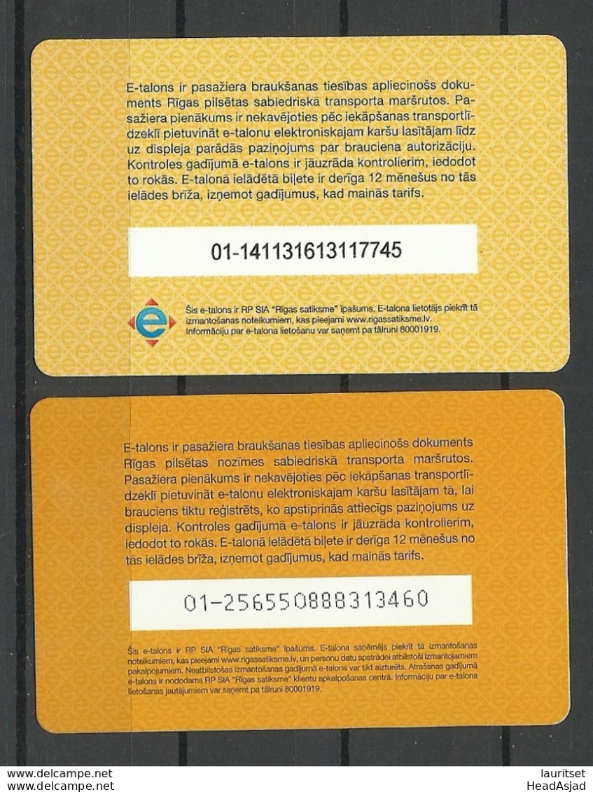 RIGA LATVIA 2019 Fahrkarten City Transport Card Tickets, 2 Various Designs - Other & Unclassified