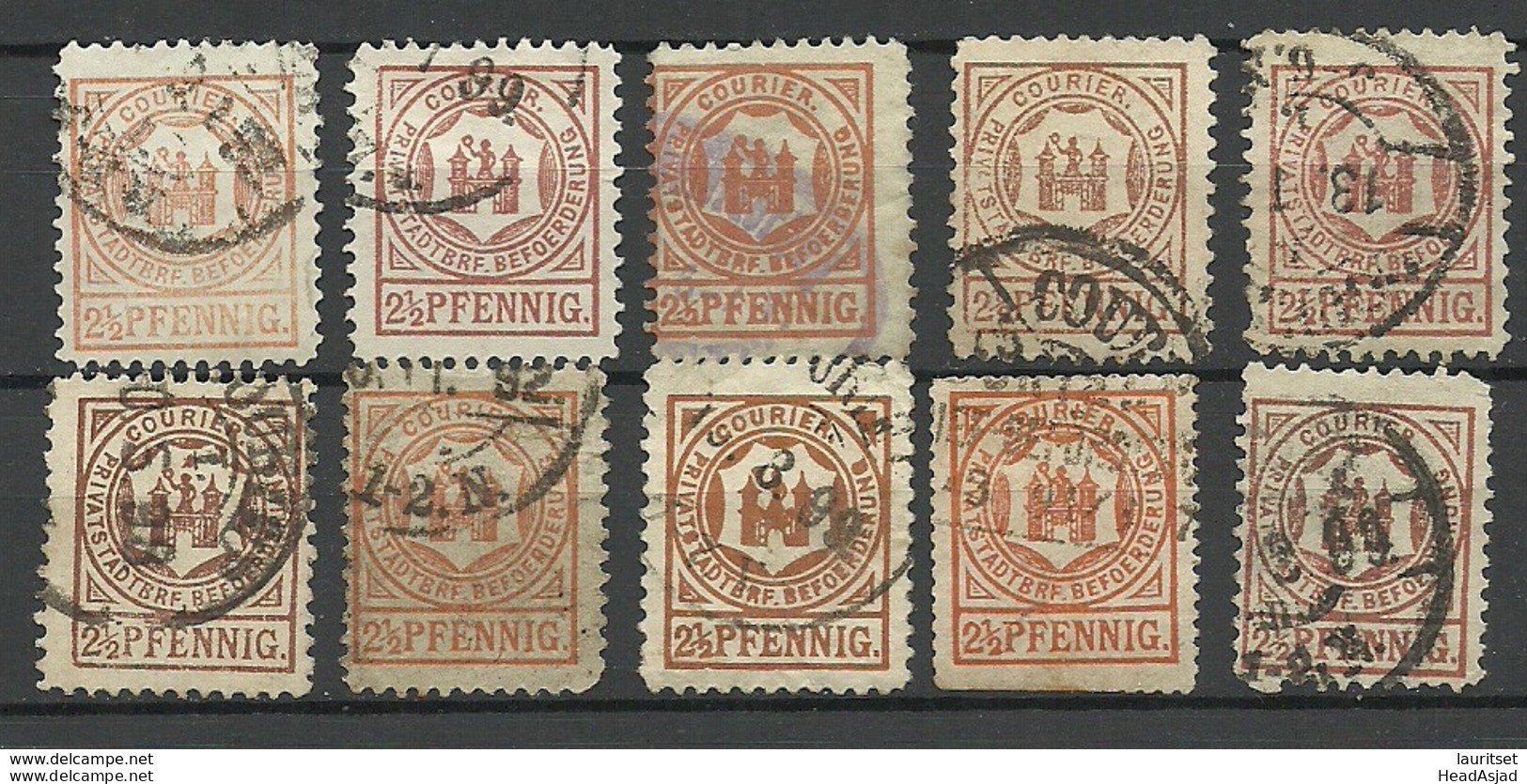 GERMANY O 1890 BREMEN ? Privater Stadtpost Local City Post Various Color Tones & Printings O - Privatpost