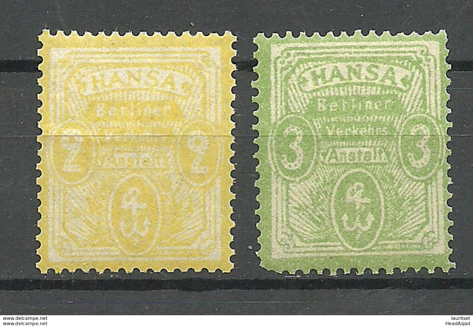 Germany Ca 1890 BERLIN Lokaler Stadtpost Local City Post HANSA Verkehrsanstalt 2 & 3 Pf. MNH - Postes Privées & Locales