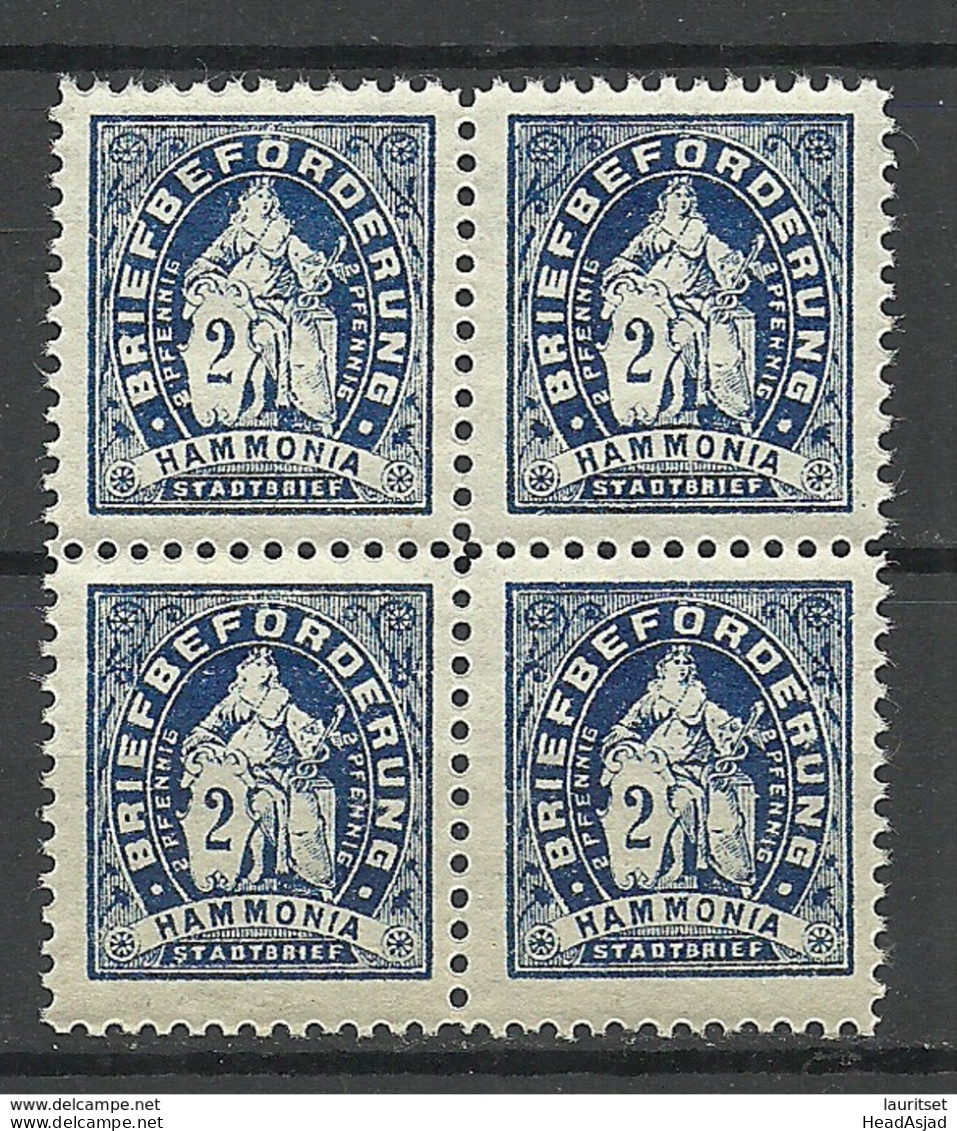 Deutschland Ca 1890 Lokaler Stadtpost Hamburg Local City Post Privatpost 4-Block MNH - Private & Local Mails