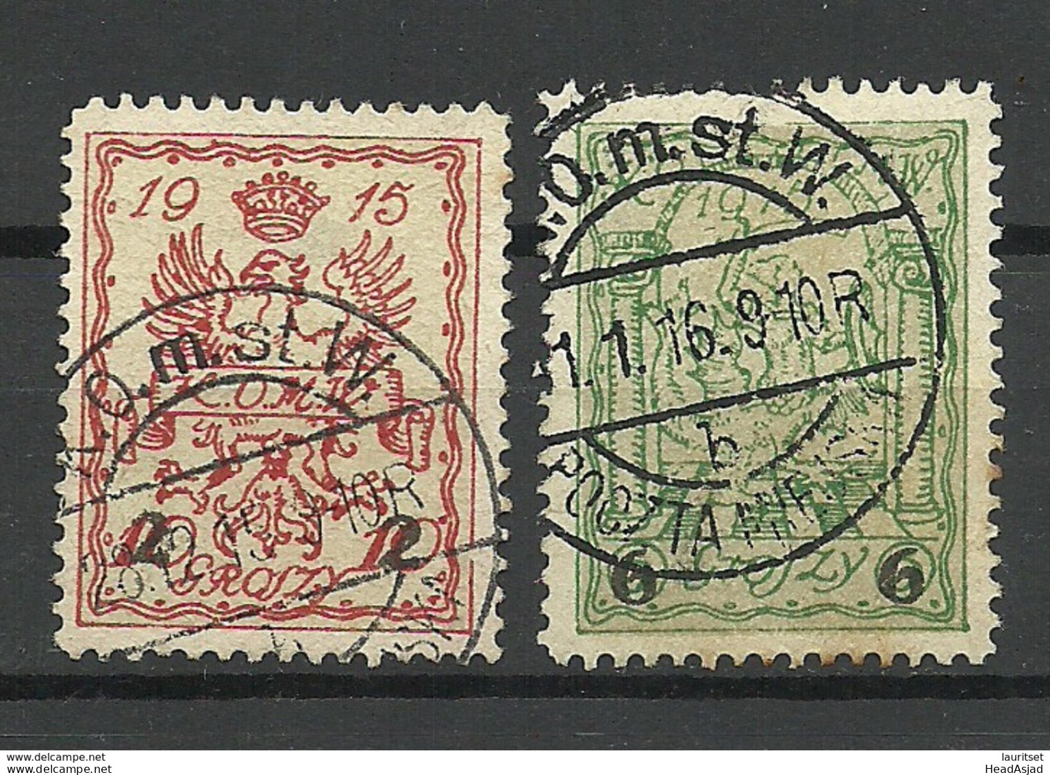 POLEN Poland 1915 City Post Warschau Michel 5 - 6 O - Used Stamps