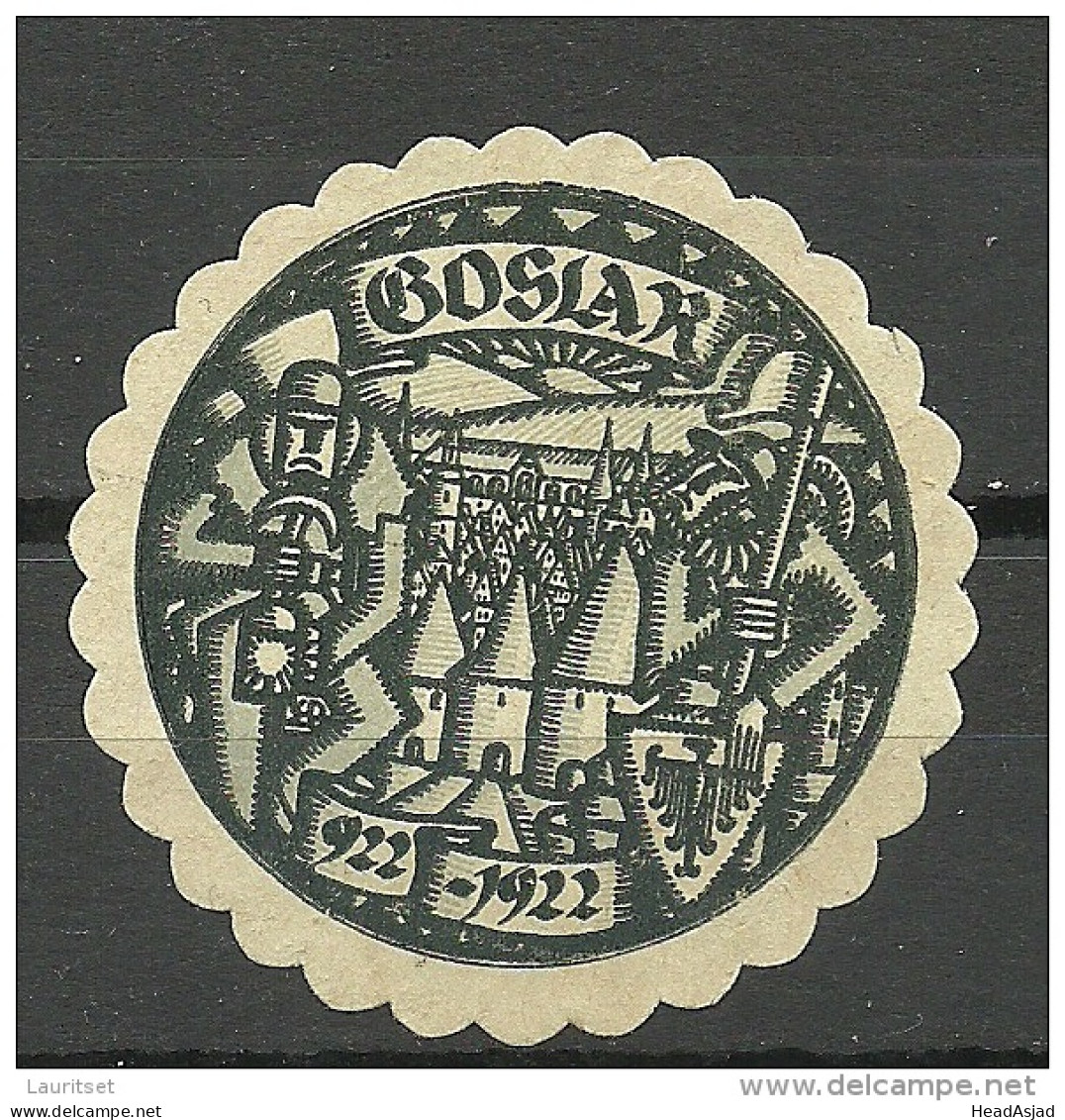 Deutschland Germany 1922 Vignette Siegelmarke Seal City Of Goslar Wroclav 1000 Jahre Anniversary - Vignetten (Erinnophilie)