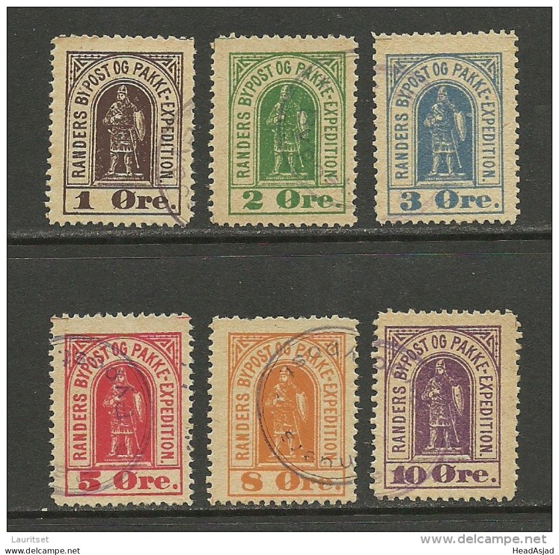 DENMARK 1887 RANDERS Lokalpost Local City Post 8 öre - Local Post Stamps