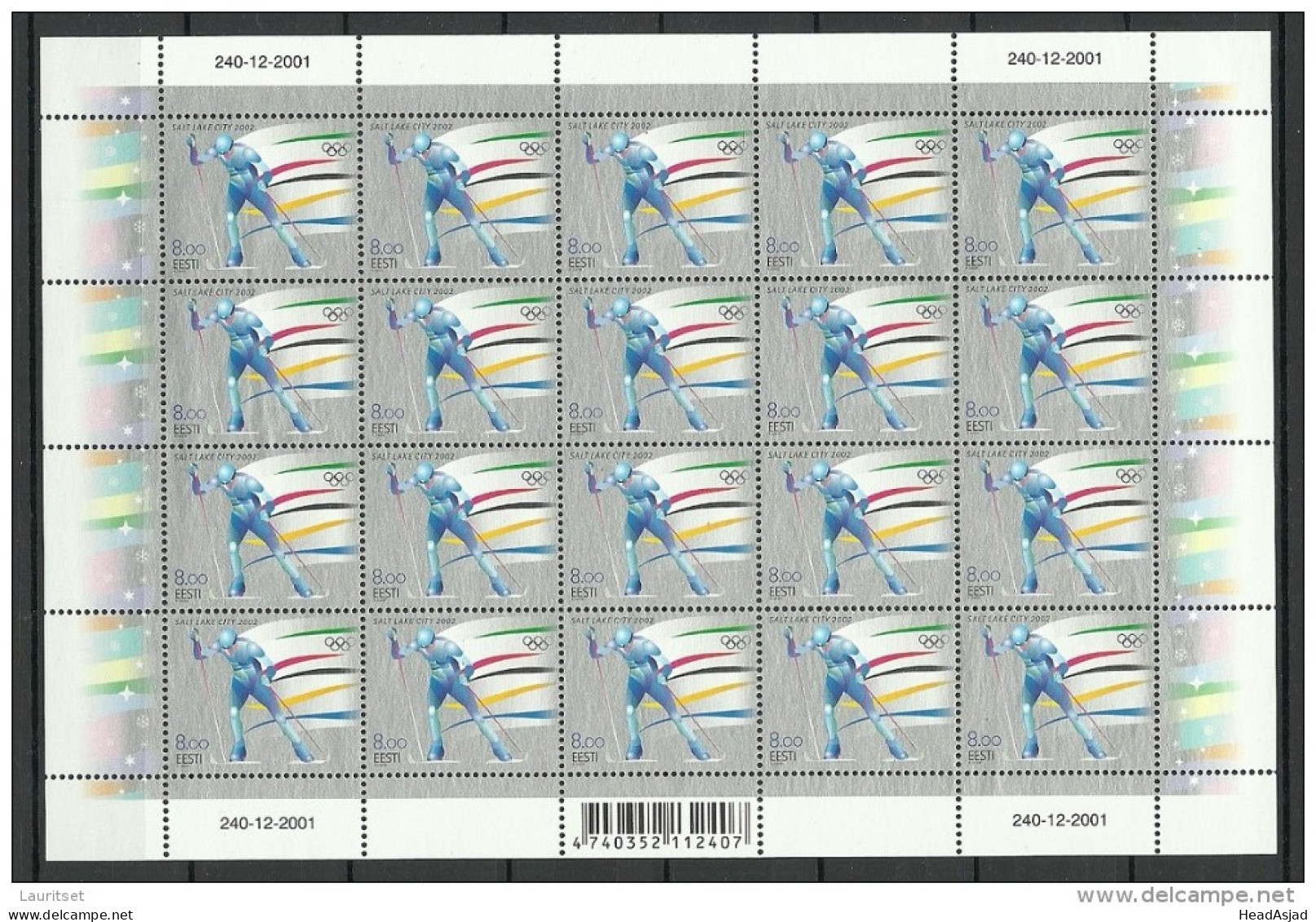 ESTLAND Estonia 2002 Olympic Games Salt Lake City MI 426 Complete Sheet !! MNH - Hiver 2002: Salt Lake City