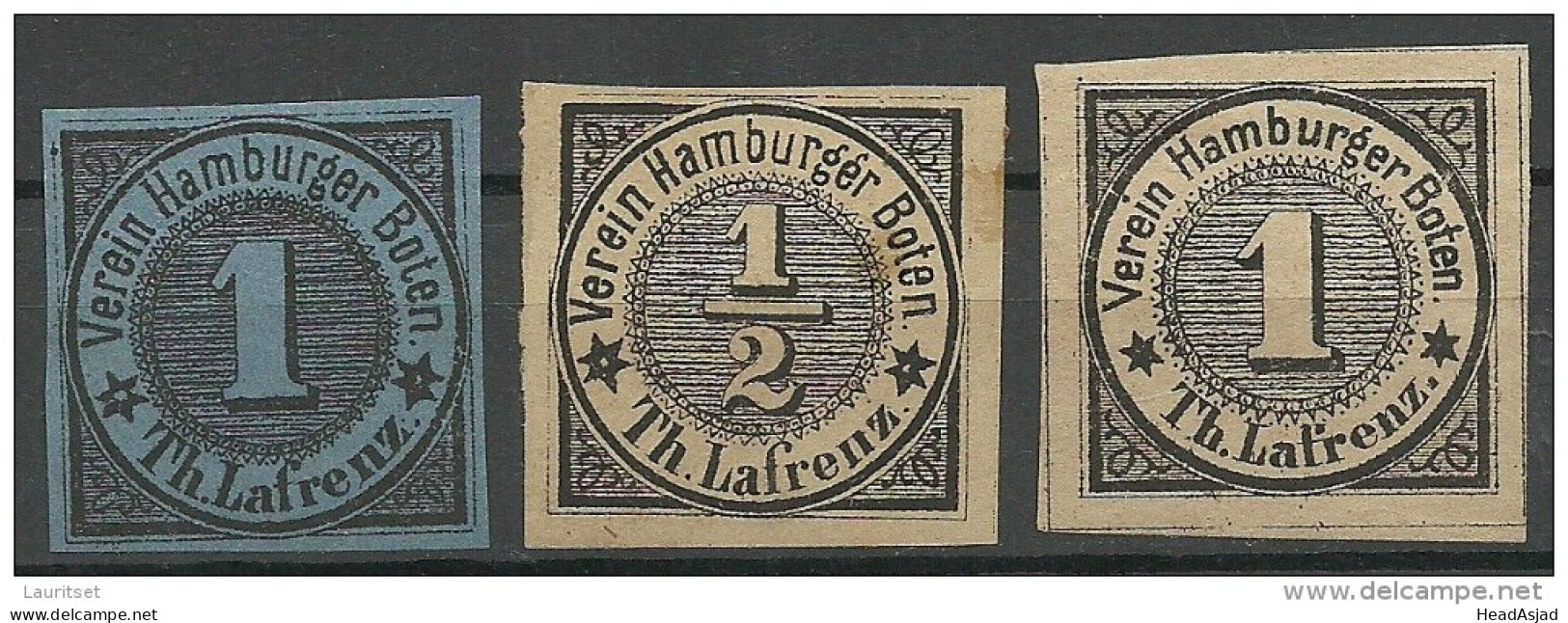 GERMANY Hamburg 1861/63 Local Courier Service City Post Hamburger Boten Th. Lafrenz Unused - Private & Local Mails