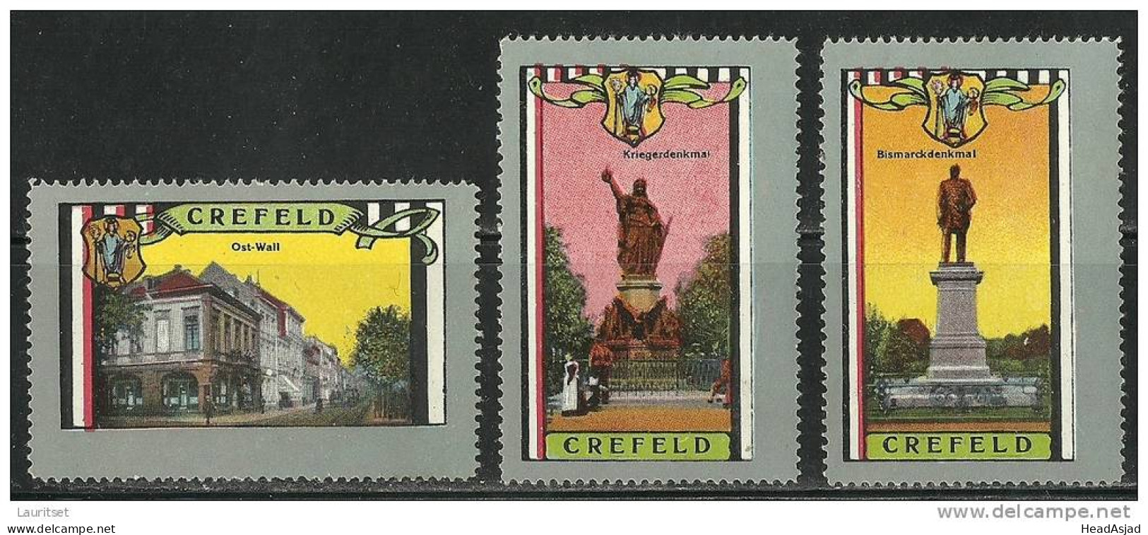 Deutschland Germany Old Vignetten Poster Stamps City Views Staatsansichten GREFELD - Erinnophilie