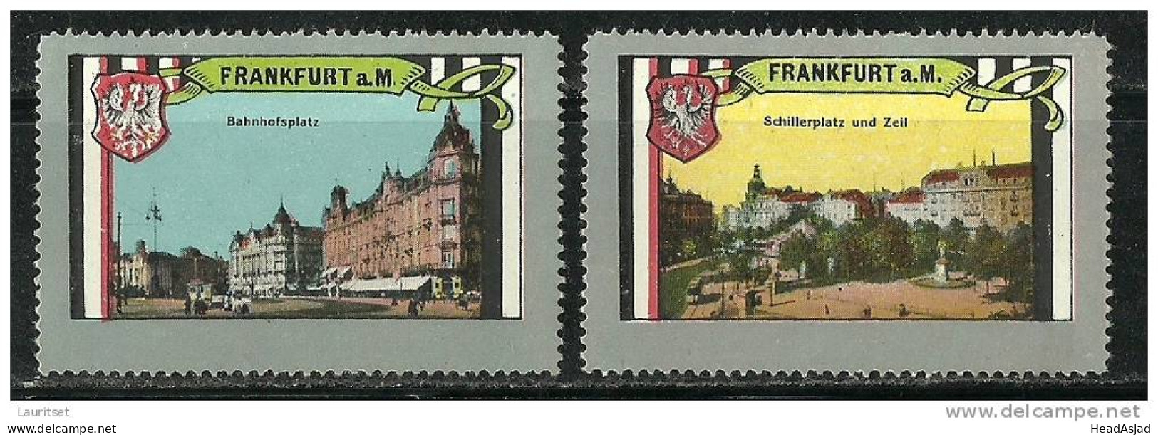 Deutschland Germany Old Vignetten Poster Stamps City Views Staatsansichten FRANKFURT Am Main - Erinnophilie