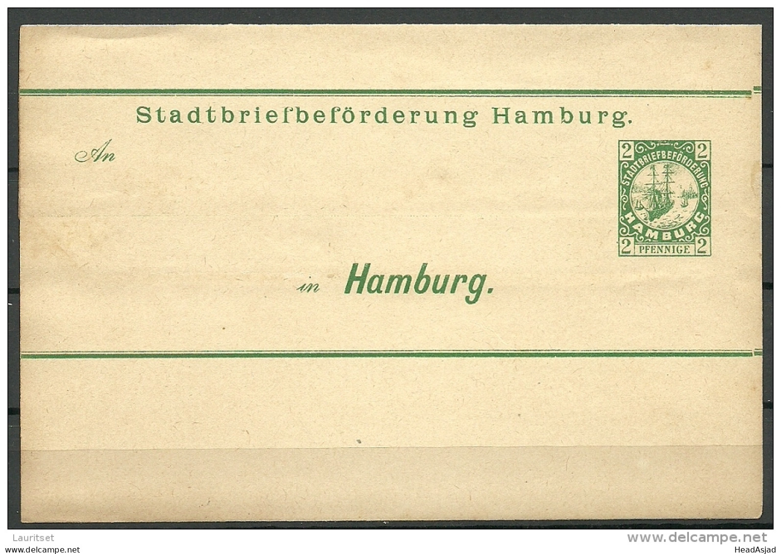 GERMANY Ca 1890 HAMBURG Local City Post Postal Stationery Ganzsache Privatpost Unused - Private & Local Mails