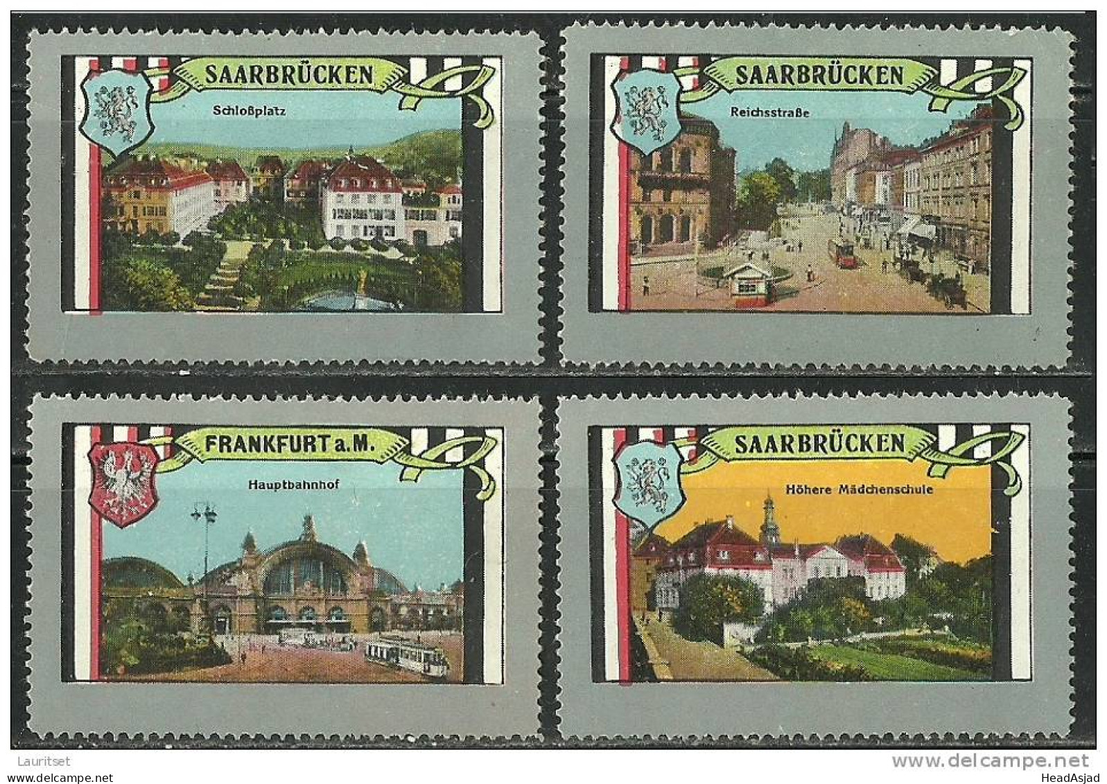 Deutschland Germany Old Vignetten City Views Staatsansichten SAARBRÜCKEN - Erinnophilie